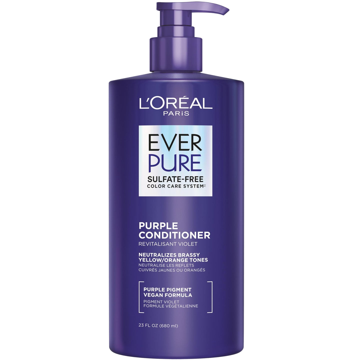 L’Oreal Paris Sulfate Free Brass Toning Purple Conditioner for Blonde, Bleached, Silver, or Brown Highlighted Hair, EverPure, 23 Fl Oz (Packaging May Beauty & Personal Care L'Oreal Paris