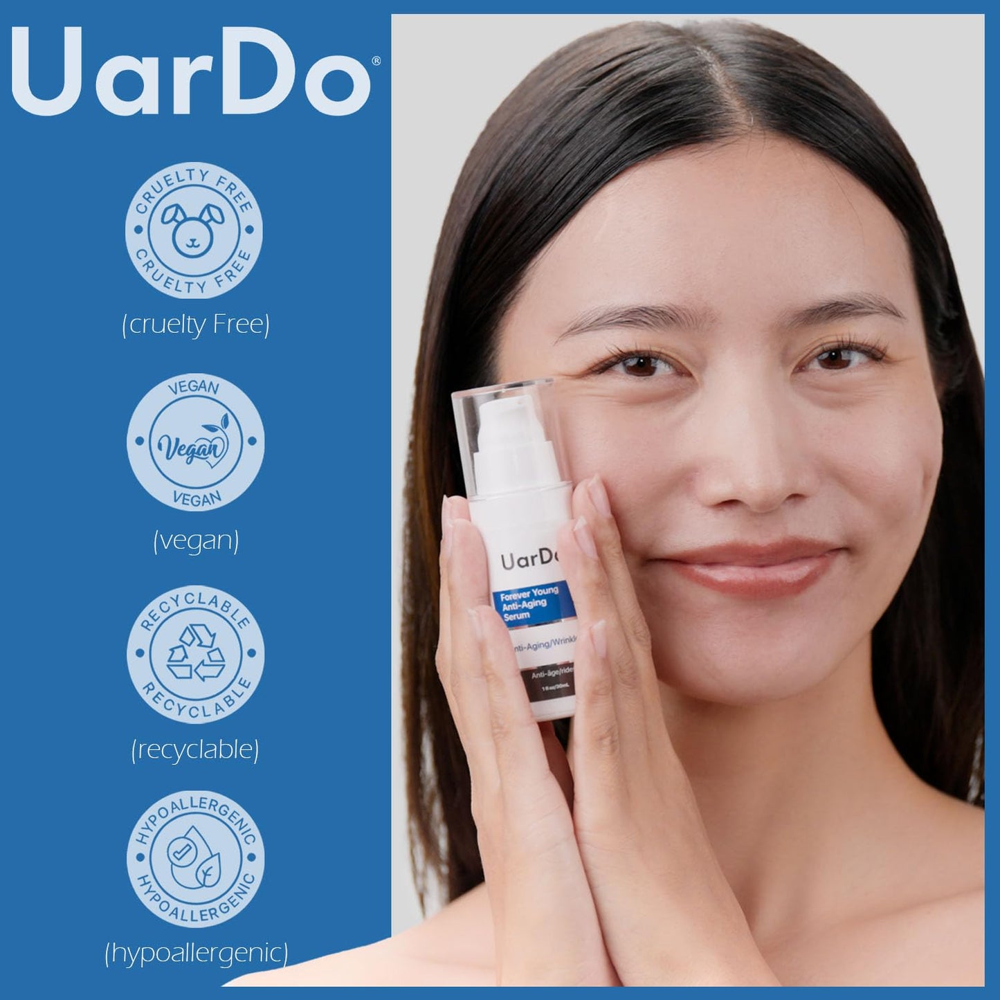 Uardo Forever Young Anti-Aging Serum 1 Fl Oz / 30 ml - usn103 | For Wrinkles, Fine Lines | Increases Skin Firmness | With Antioxidants & Peptides | Beauty & Personal Care Uardo