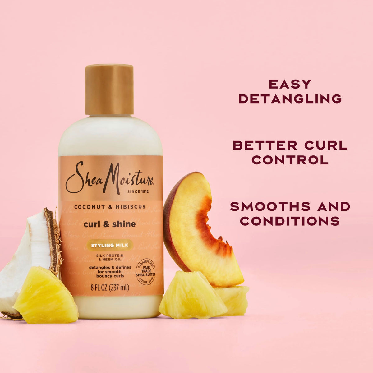 SheaMoisture Curl & Style Milk Coconut & Hibiscus with Silk Protein & Neem Oil for Thick, Defined, Curly Hair Fair Trade, Sulfate-Free 8 oz Beauty & Personal Care SheaMoisture