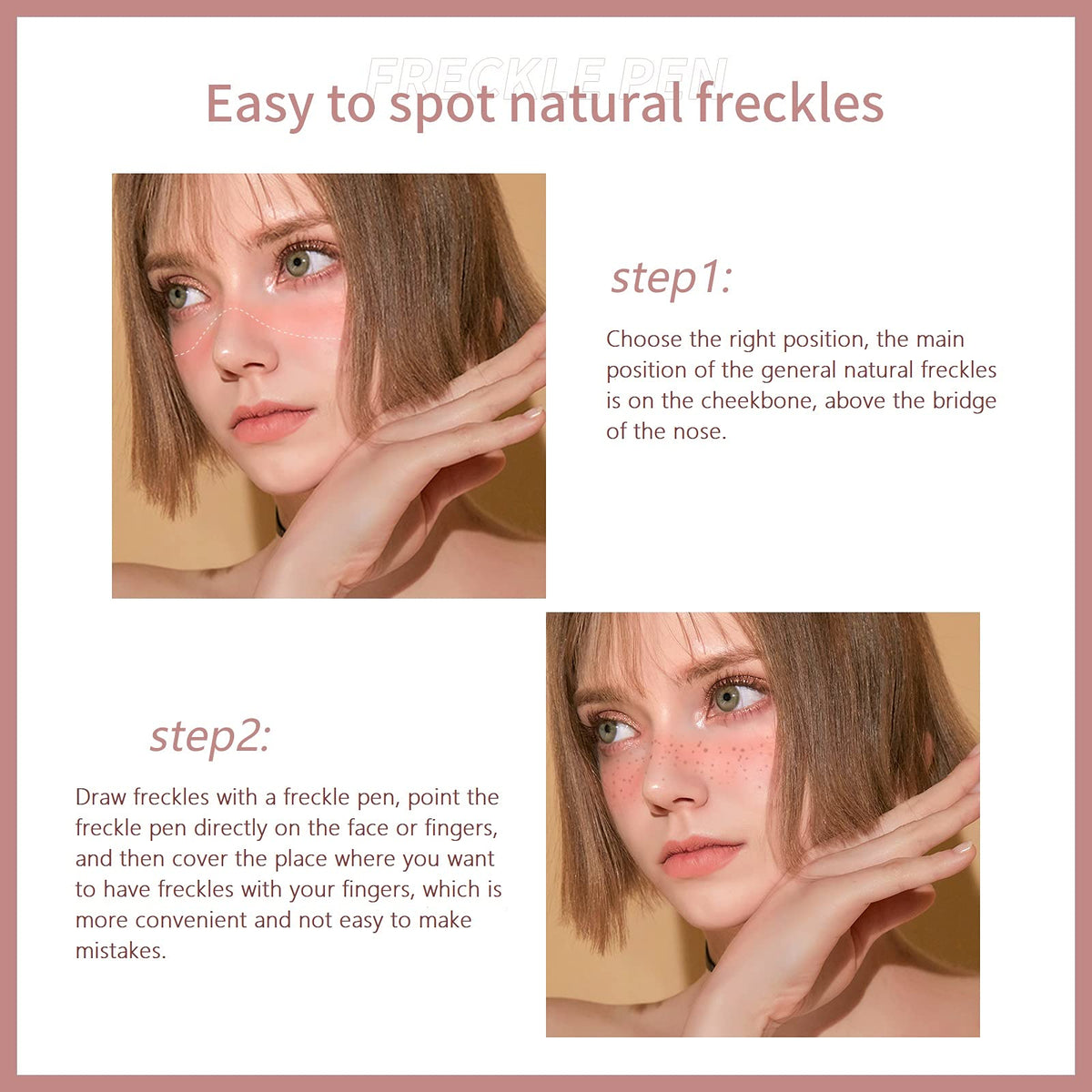 Marine Forest Freckle Pen 2 Colors Waterproof Long Lasting Quick Dry Small Spot Natural Like Face Freckle Makeup Pen, Dark Brown and Light Brown Beauty & Personal Care Marine Forest