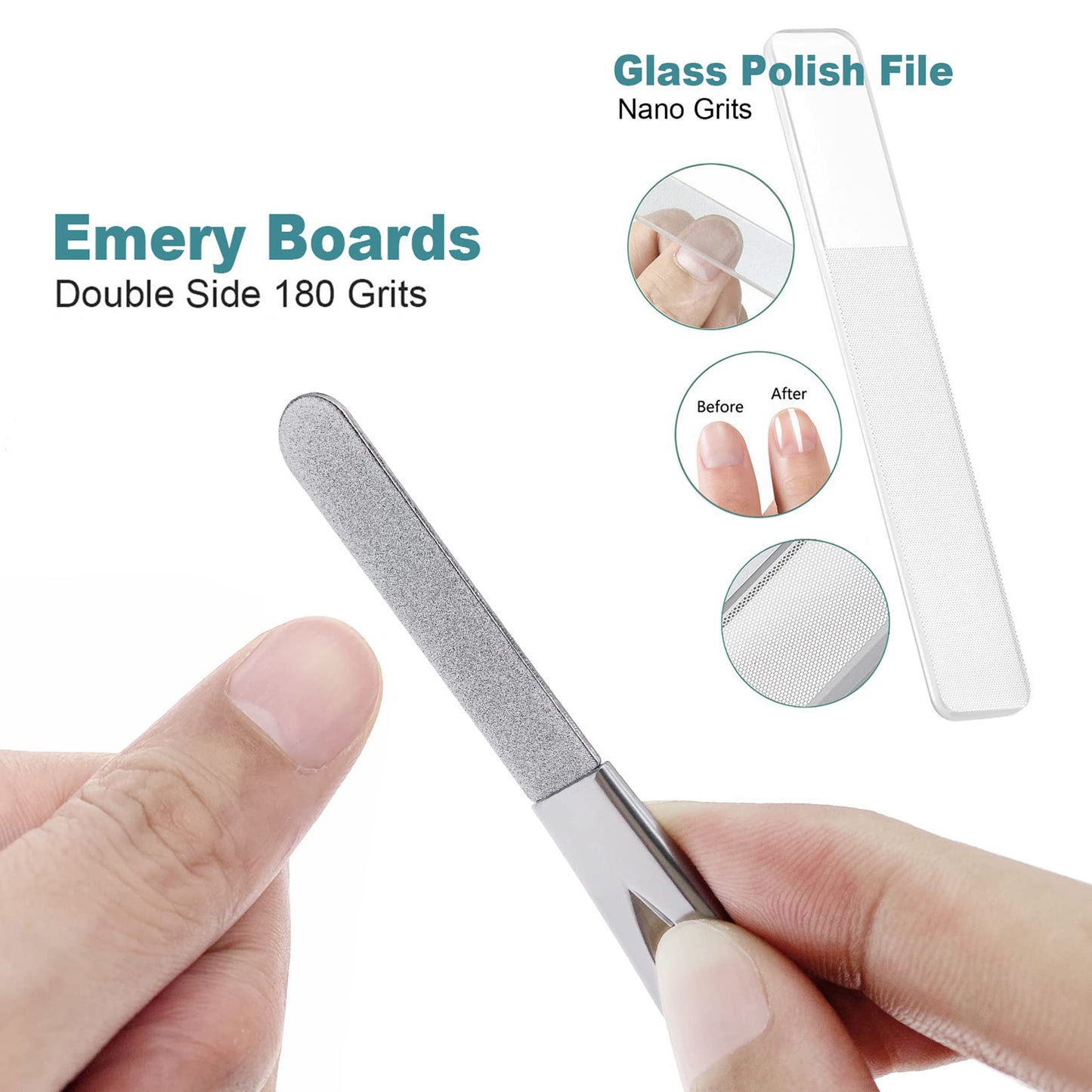 VOGARB Travel Nail Files for for Thick Toenails, 3.6 Inch Diamond Nail File for Natural Nails, Double Sided 180 Diamond Grits Emery Boards for Men Beauty & Personal Care VOGARB