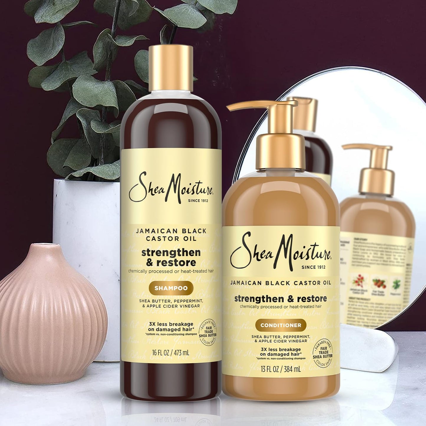 Shea Moisture Jamaican Black Castor Oil Clarifying Shampoo & Conditioner - Strengthen & Restore Sulfate-Free Shampoo & Conditioner Set with Shea Beauty & Personal Care Shea Moisture
