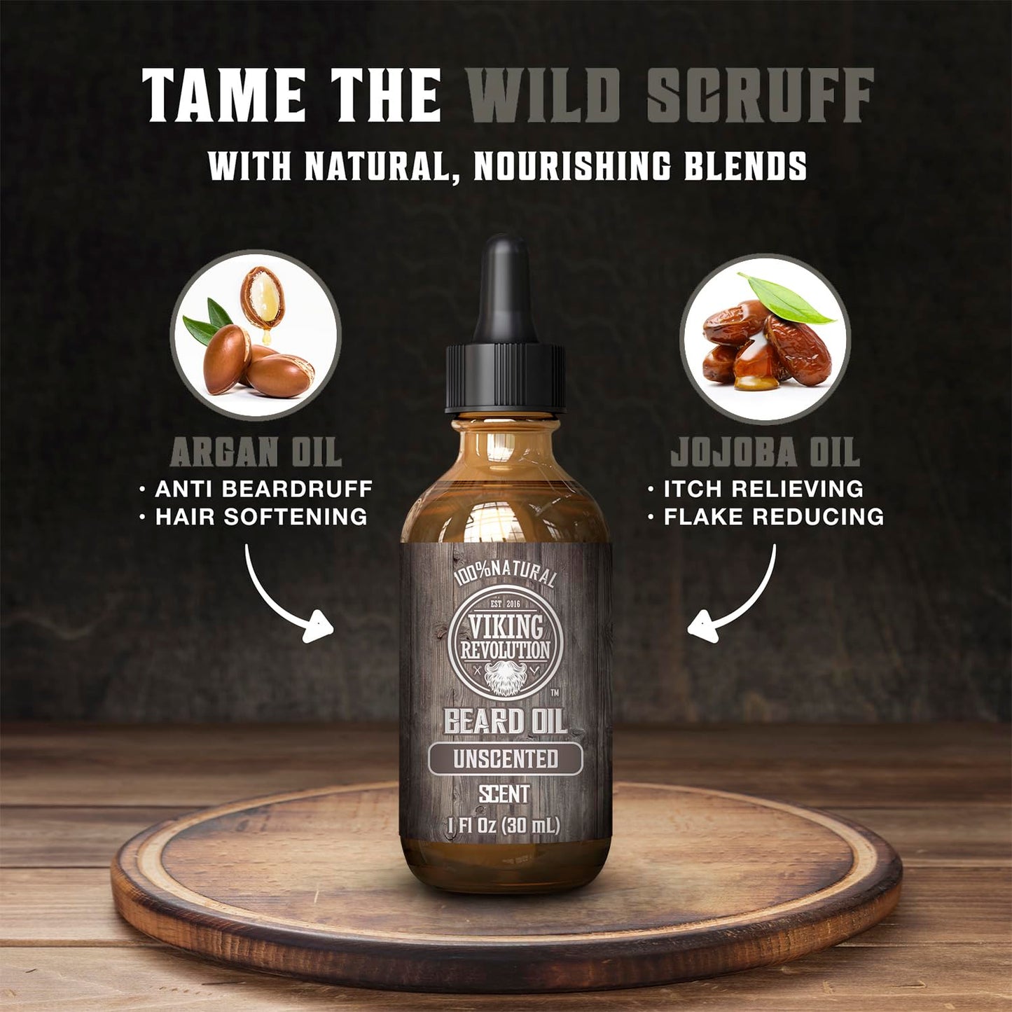 Viking Revolution Unscented Beard Oil for Men - Natural Mens Beard Oil with Argan Oil and Jojoba Oil - Beard Softener, Strengthens and Moisturizes Beauty & Personal Care Viking Revolution