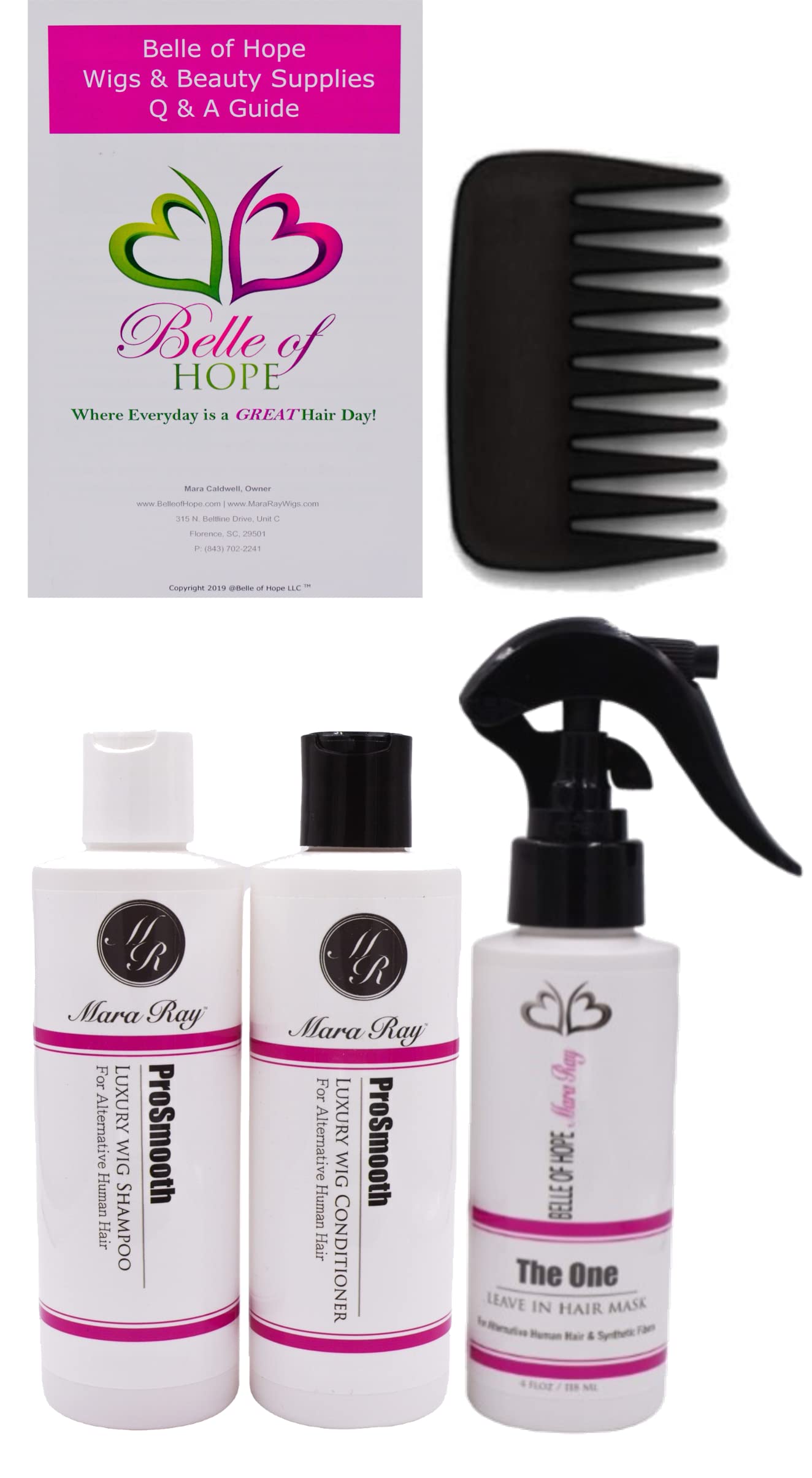 ADD-ON TOP Human Hair/HF Synthetic Blend Topper by Envy, 6PC Bundle: Topper, 4oz Mara Ray Luxury Shampoo, Conditioner, & The One Hair Mask, Wide Tooth Beauty & Personal Care Belle of Hope Mara Ray