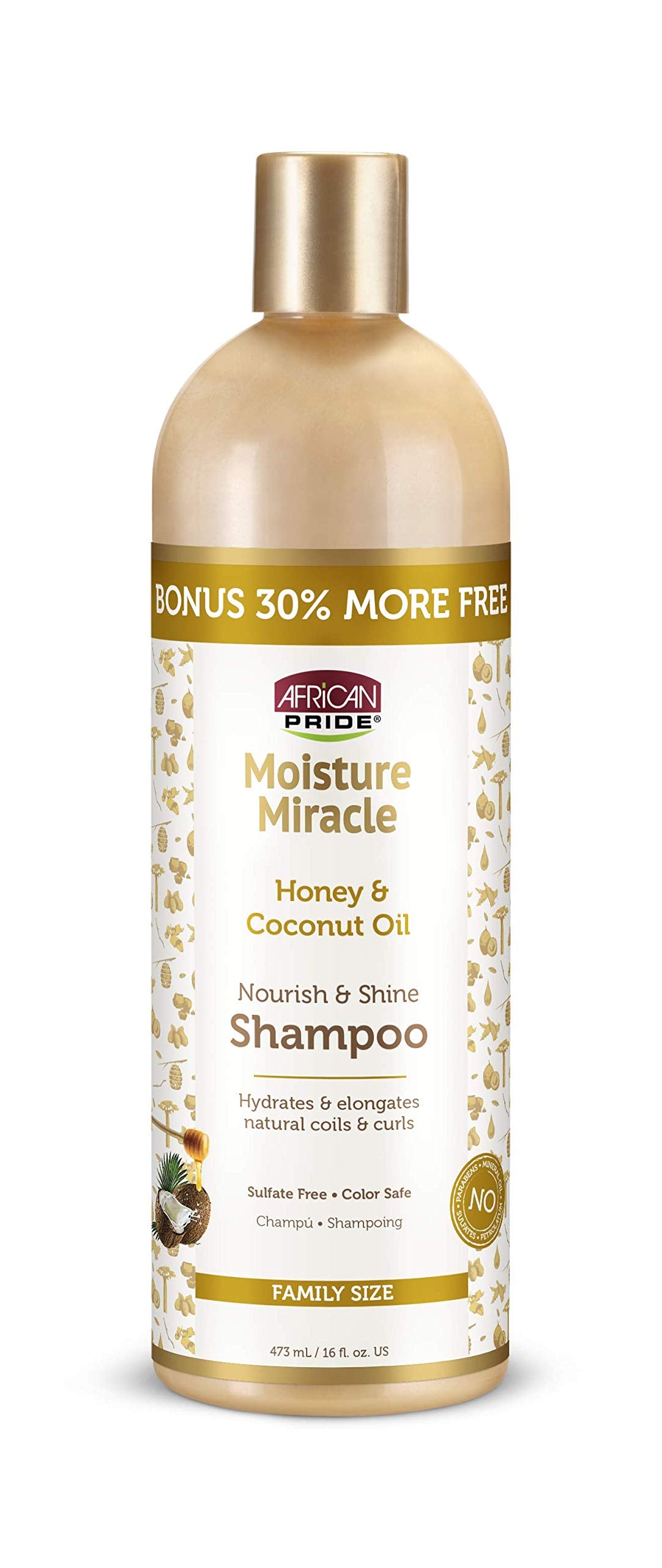 African Pride Moisture Miracle - For Natural Coils & Curls, Nourishes & Shines, Sulfate Free, Color Safe (Shampoo)