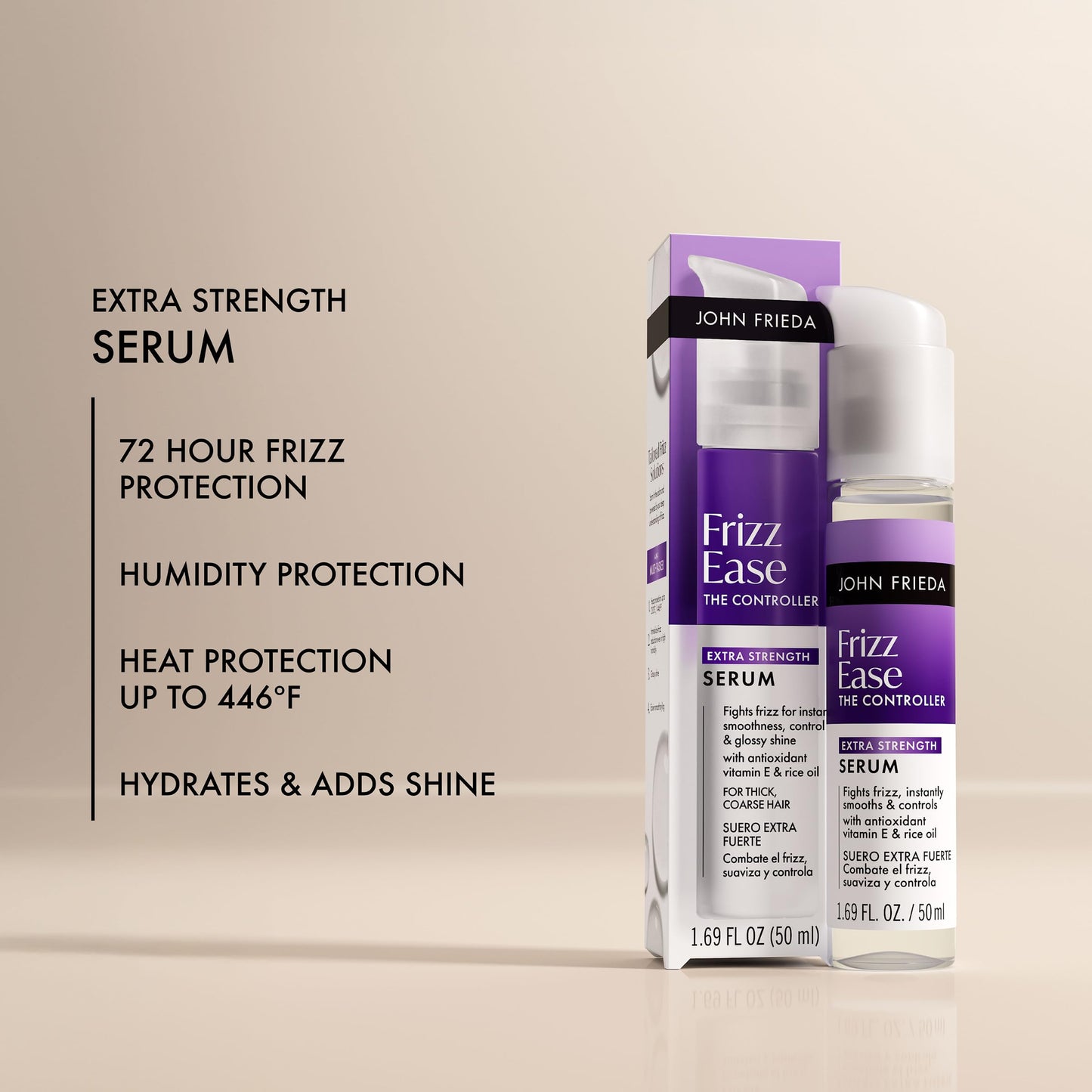 John Frieda Frizz Ease Extra Strength Hair Serum for Thick & Coarse Hair, Anti-Frizz Smoothing Serum with Argan & Coconut Oil, 1.69 fl oz Beauty & Personal Care John Frieda