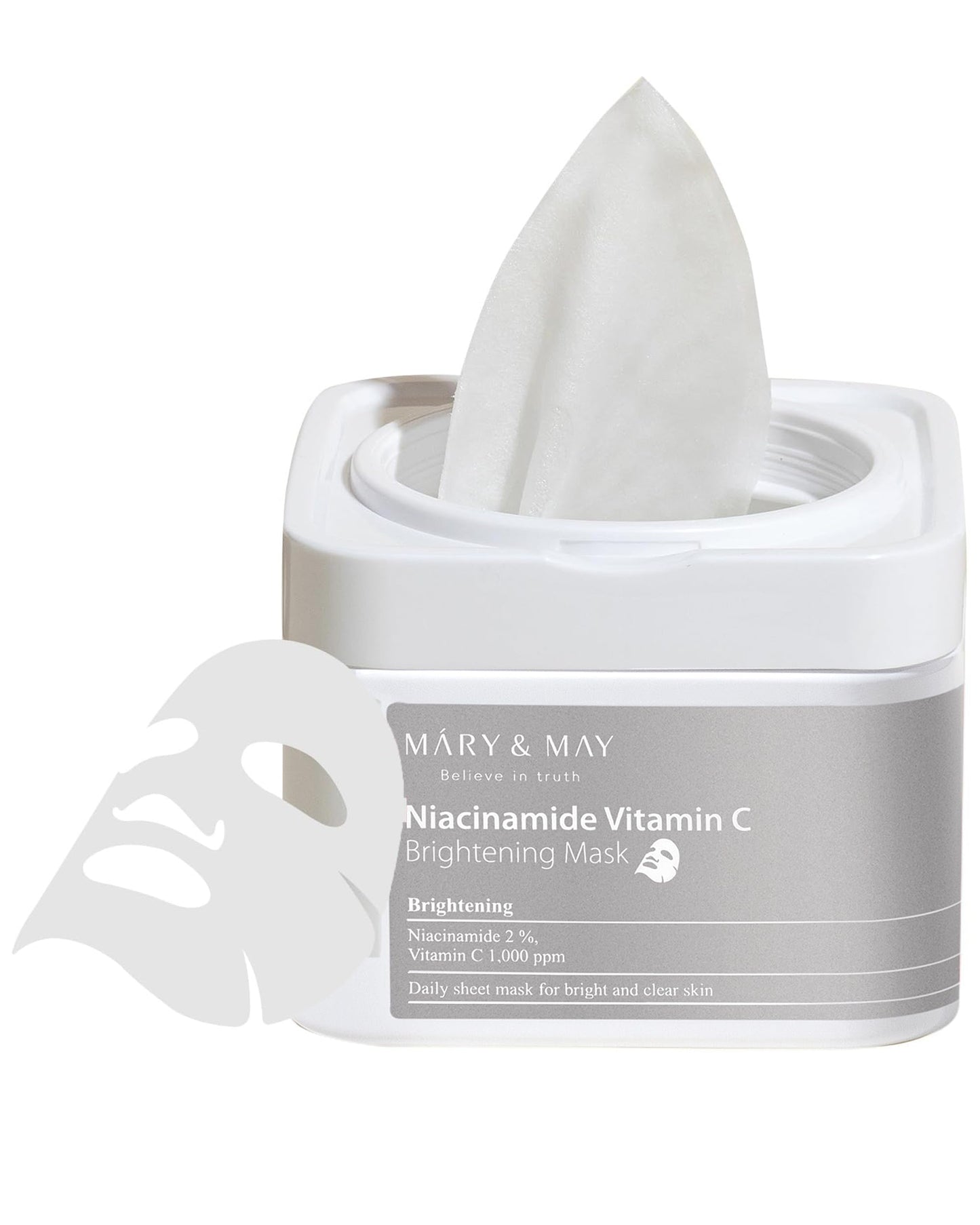 Mary&May Niacinamide Vitamin C Mask | 30 Sheets | Daily Korean Face Mask | Hydrates, Boosts Elasticity, Strengthens Skin Barrier & Reduces Dark Spots Beauty & Personal Care Mary&May