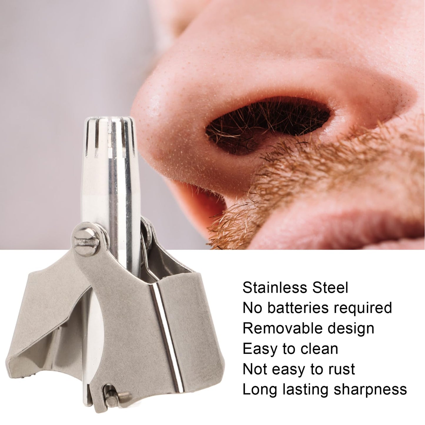 Luqeeg Manual Nose Hair Remover, Painless Eyebrow & Hair Trimmer, R Shaped 360 Degree Rotary Stainless Steel Nose Hair Trimmer with 12 Edged Blade Beauty and Personal Care Luqeeg