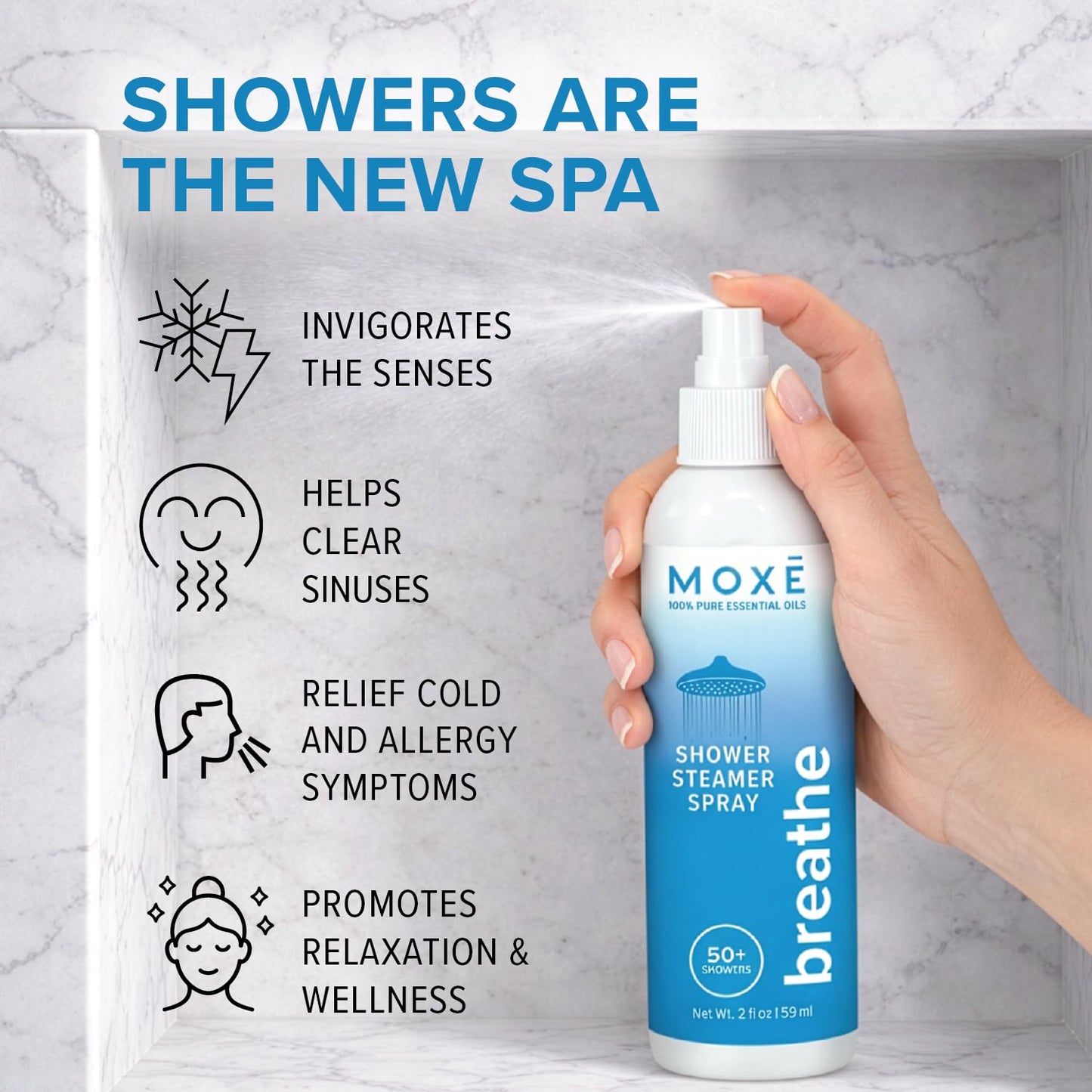 MOX? Shower Steamer Spray Breathe Essential Oil Shower Spray - Relaxing Aromatherapy Mist for Home Spa Experience - Pure Plant Based Fragrance Beauty and Personal Care MOXE