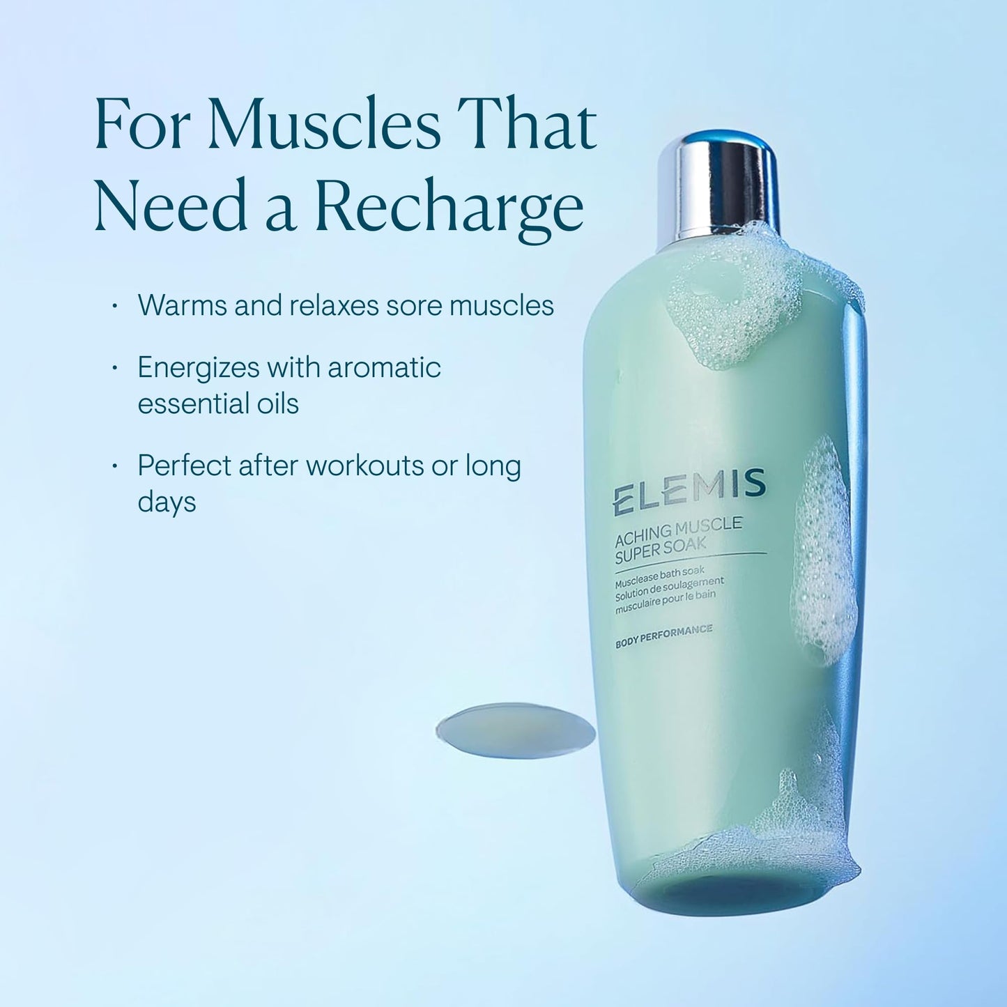 ELEMIS Aching Muscle Super Soak 400ml, Natural Bath Milk Soak To Ease Muscle Aches & Tension Beauty & Personal Care ELEMIS