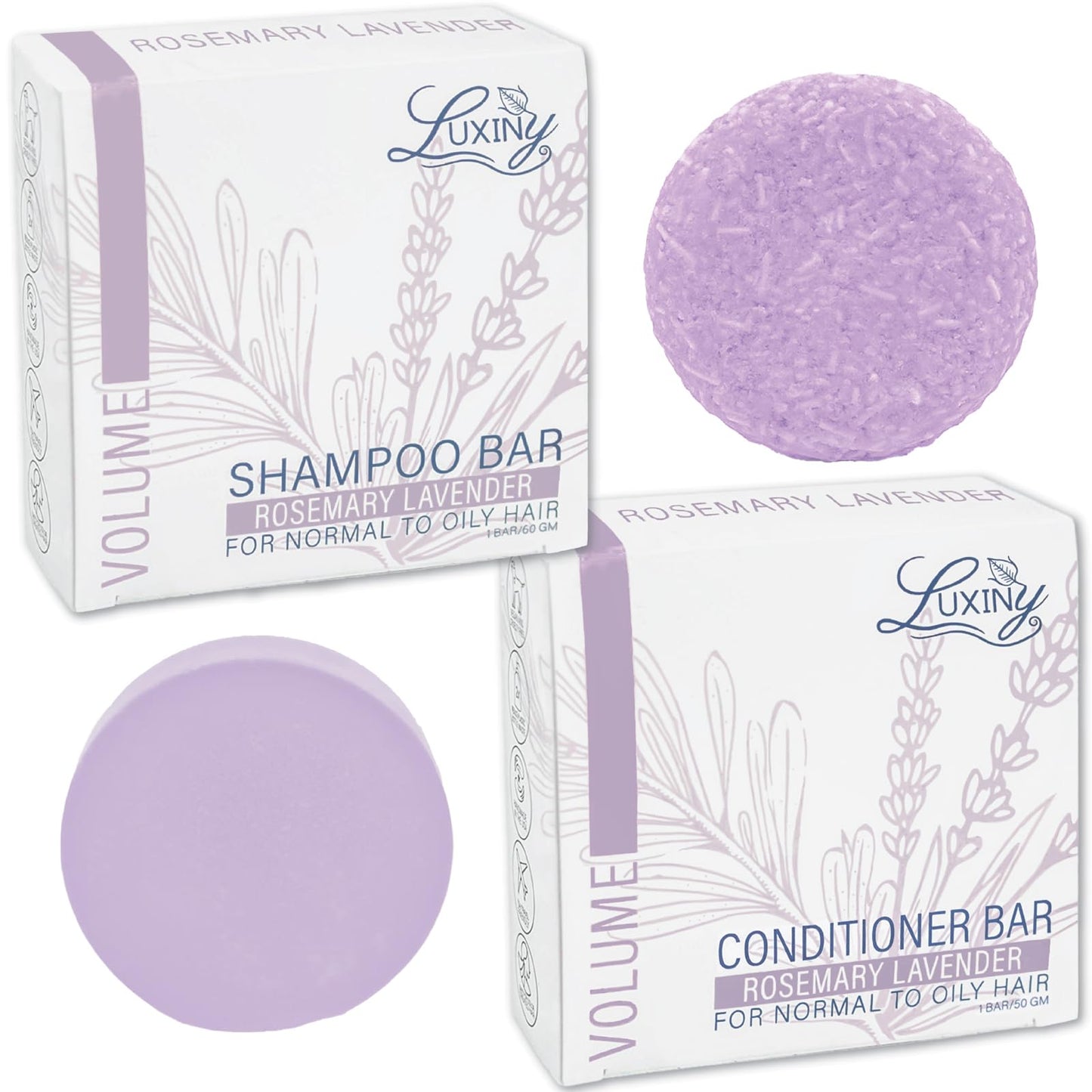 Luxiny Hair Shampoo and Conditioner Set - Sulfate Free Lavender Bars, Made in USA (1 Shampoo Bar 60g, 1 Deep Conditioner Bar 50g) Beauty & Personal Care Luxiny