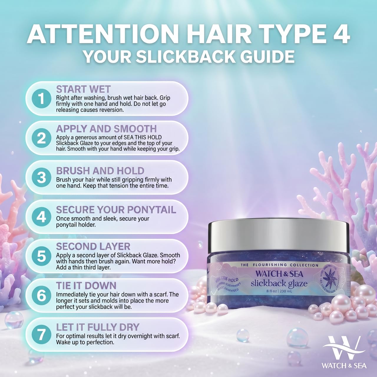 Watch & Sea “SEA THIS HOLD” Slickback Glaze - Slick Back Hair Gel & Edge Control with Seaweed and Sea Kelp - Strong Flexible Hold, Maximum Shine Beauty & Personal Care WATCH & SEA BEAUTY