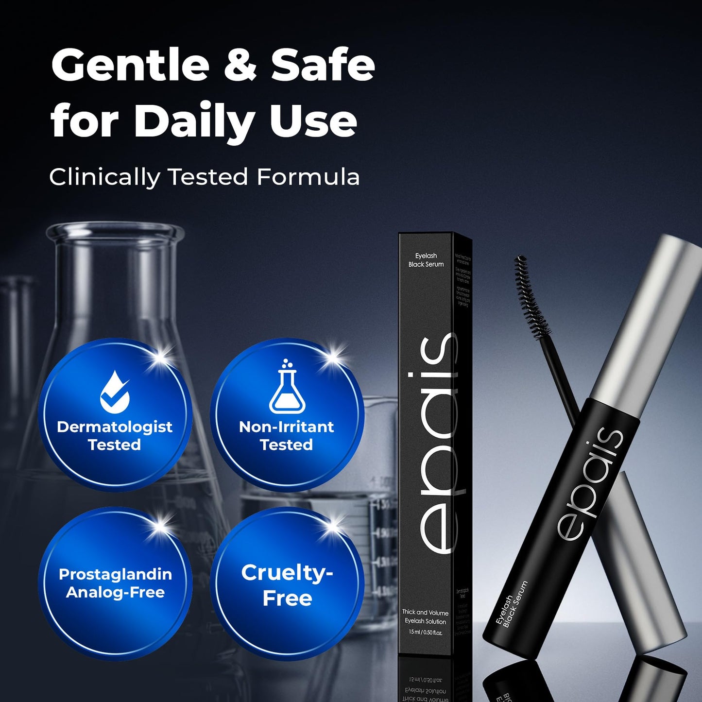 Epais Eyelash Black Tinted Serum, 2-in-1 Lash Growth Enhancer and Tinting Treatment, 7 Peptides and Biotin Formula for Longer Thicker Lashes Beauty and Personal Care EPAIS