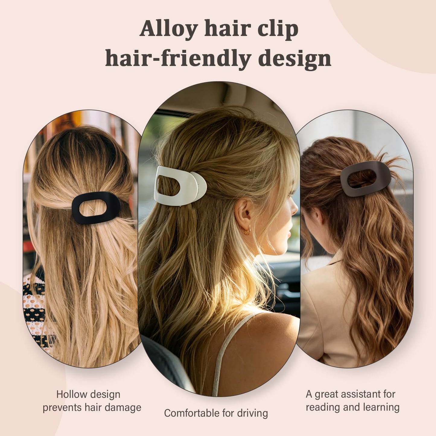 Bphne 4 Pack Flat Hair Clips for Women - Matte Oval French Claw Clips, 3.8 Inch Non Slip Strong Hold for Thick & Thin Hair, Lay Flat Design for Work Beauty and Personal Care B.PHNE