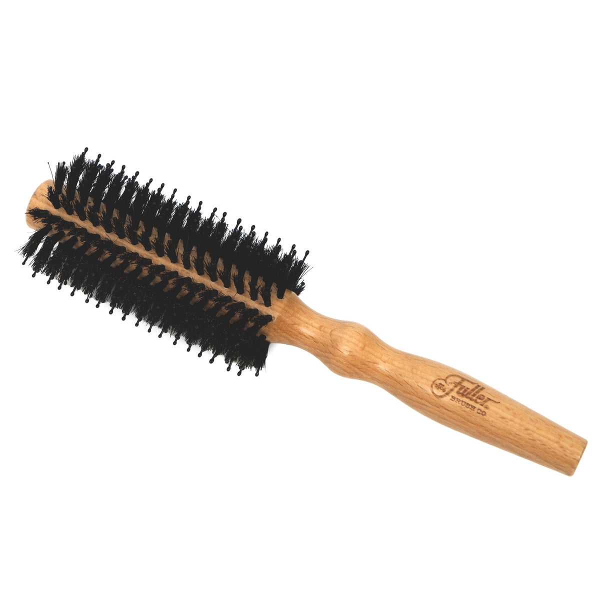 Fuller Brush Natural Beechwood Hairbrush - Ergonomic Contoured Handle - Genuine Boar Bristles - Spiral Tufting Pattern for Curls & Bobs - Style & Wave