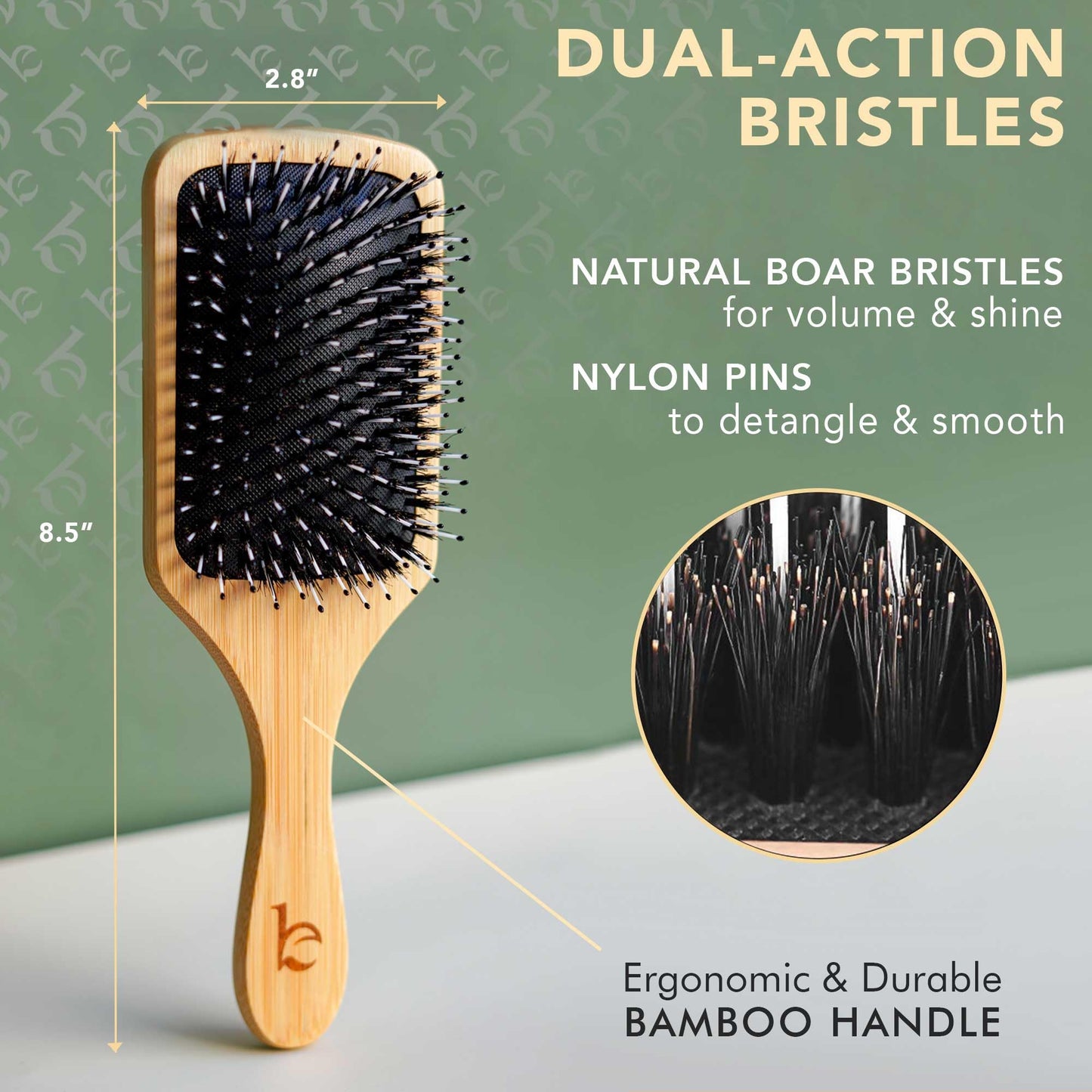 Boar Bristle Paddle Hair Brush - Smoothing Wood Brush for Thick, Curly & Wavy Hair, Detangling Natural Bristles for Women, Stimulates Scalp Beauty & Personal Care Beauty by Earth