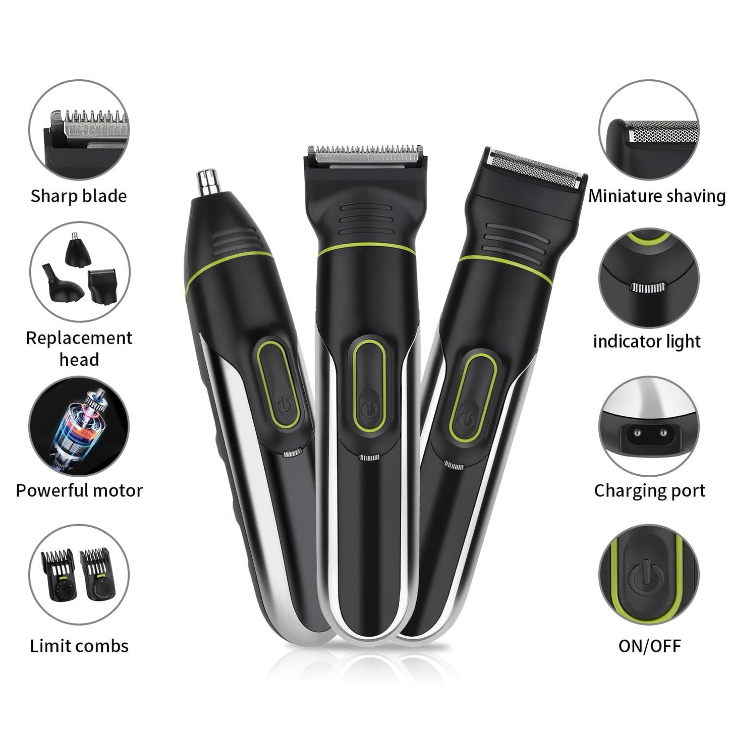 GLESVOWIO 5 in 1 Hair Clippers Adjustable Beard Trimmer for Men Professional Cordless Barber and Trimmers Set Cutting Kit Electric Shaver for Nose Ear Beauty and Personal Care GLESVOWIO