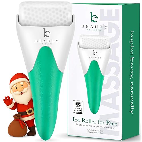 Ice Roller for Face - Smoothes Fine Lines & Wrinkles, Stocking Stuffers, Face & Eye Roller for Puffy Eyes, Skin Care Massager, Beauty Gift That Helps Beauty & Personal Care Beauty by Earth