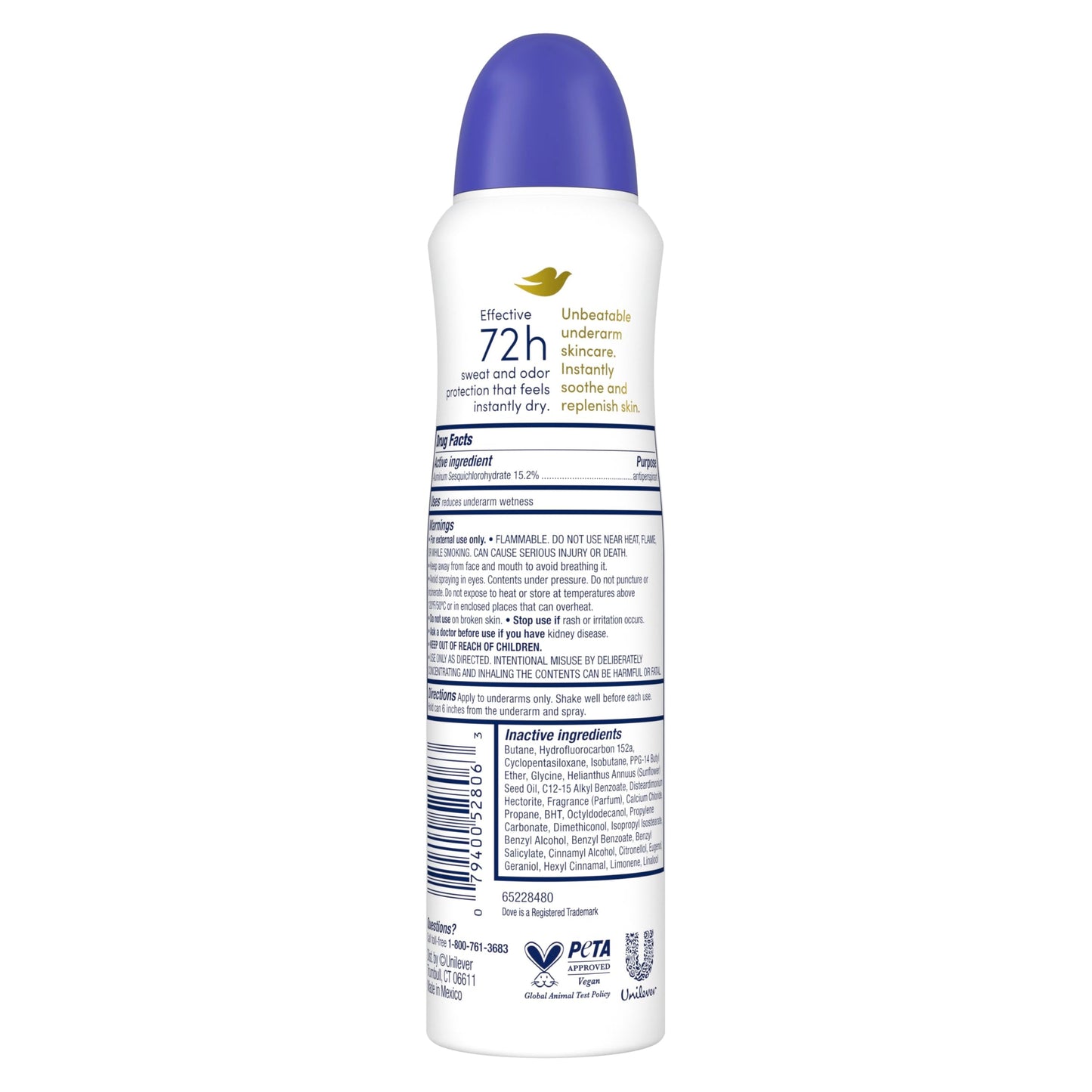 Dove Advanced Care Antiperspirant Deodorant Spray Original Clean Antiperspirant deodorant for helping repair skin barrier after shaving 72-hour Beauty and Personal Care Dove