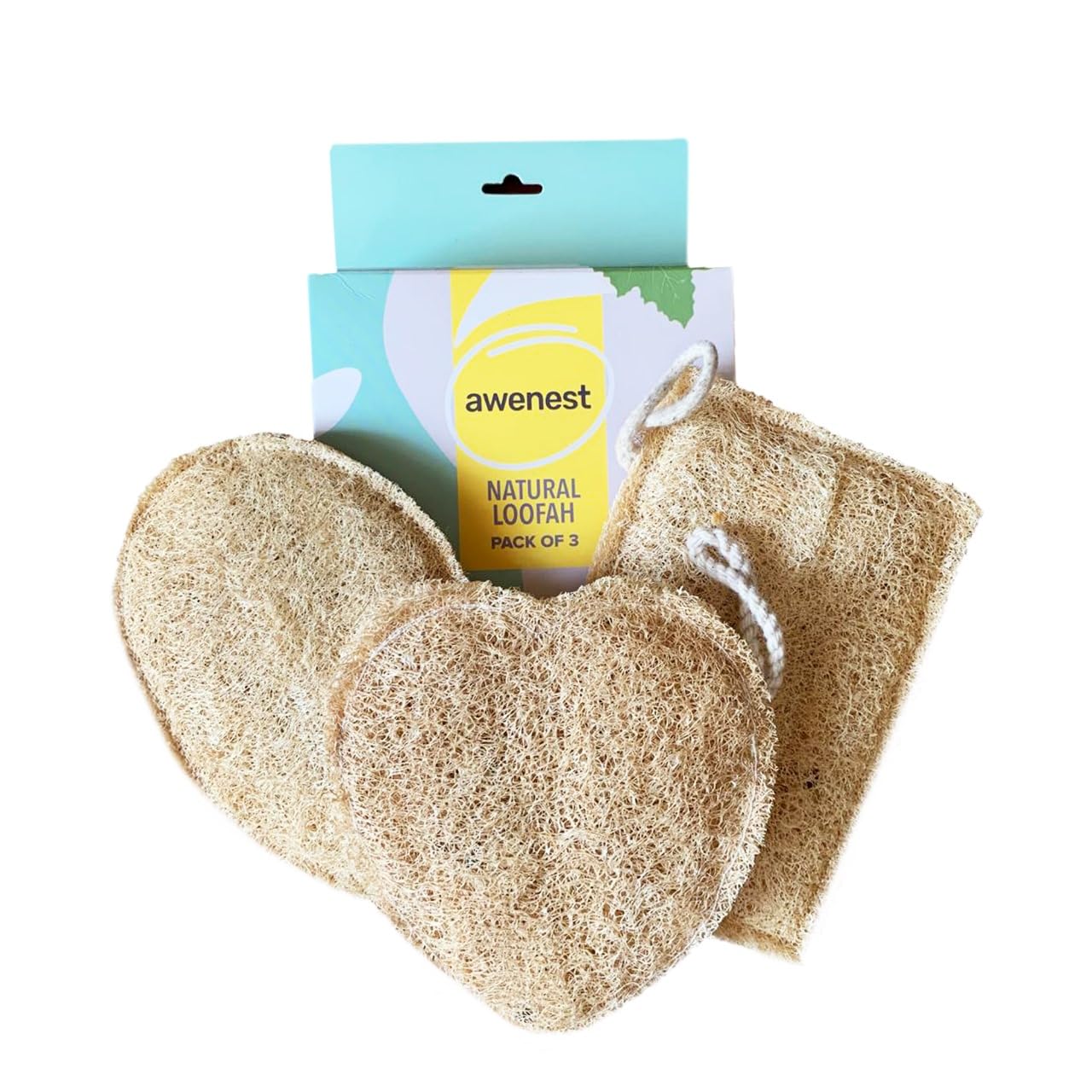 awenest Natural Sun Dried Bath Loofah - Body Sponge and Scrubber for Men and Women - Eco-Friendly - Biodegradable - Organic Exfoliating Luffa Scrubber Beauty and Personal Care awenest