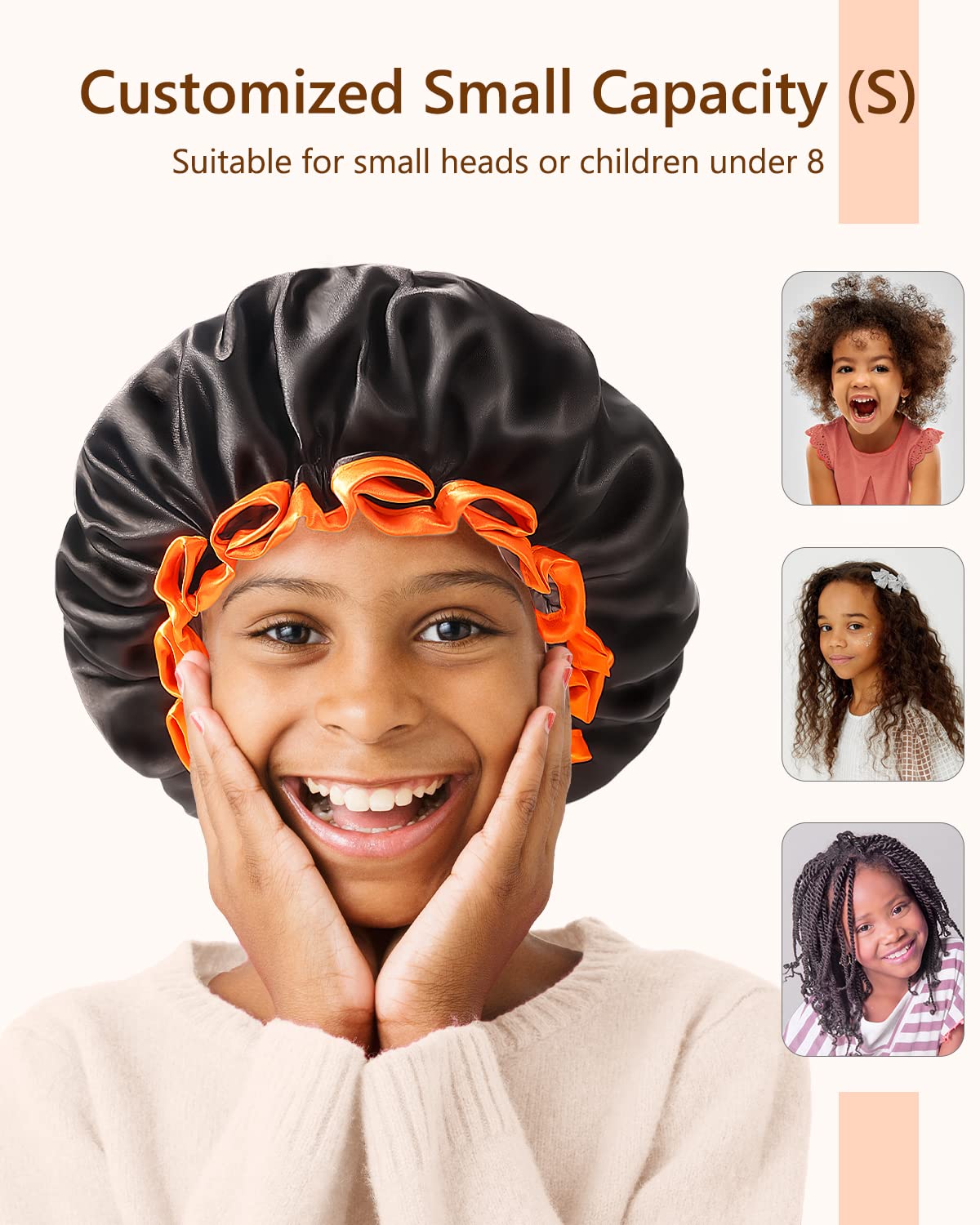 mikimini Small Black Shower Caps for Kids, Double Layers Waterproof Bathing Hair Cap with Reusable Soft Comfortable PEVA Lining, Cute, Non-fading Beauty & Personal Care mikimini