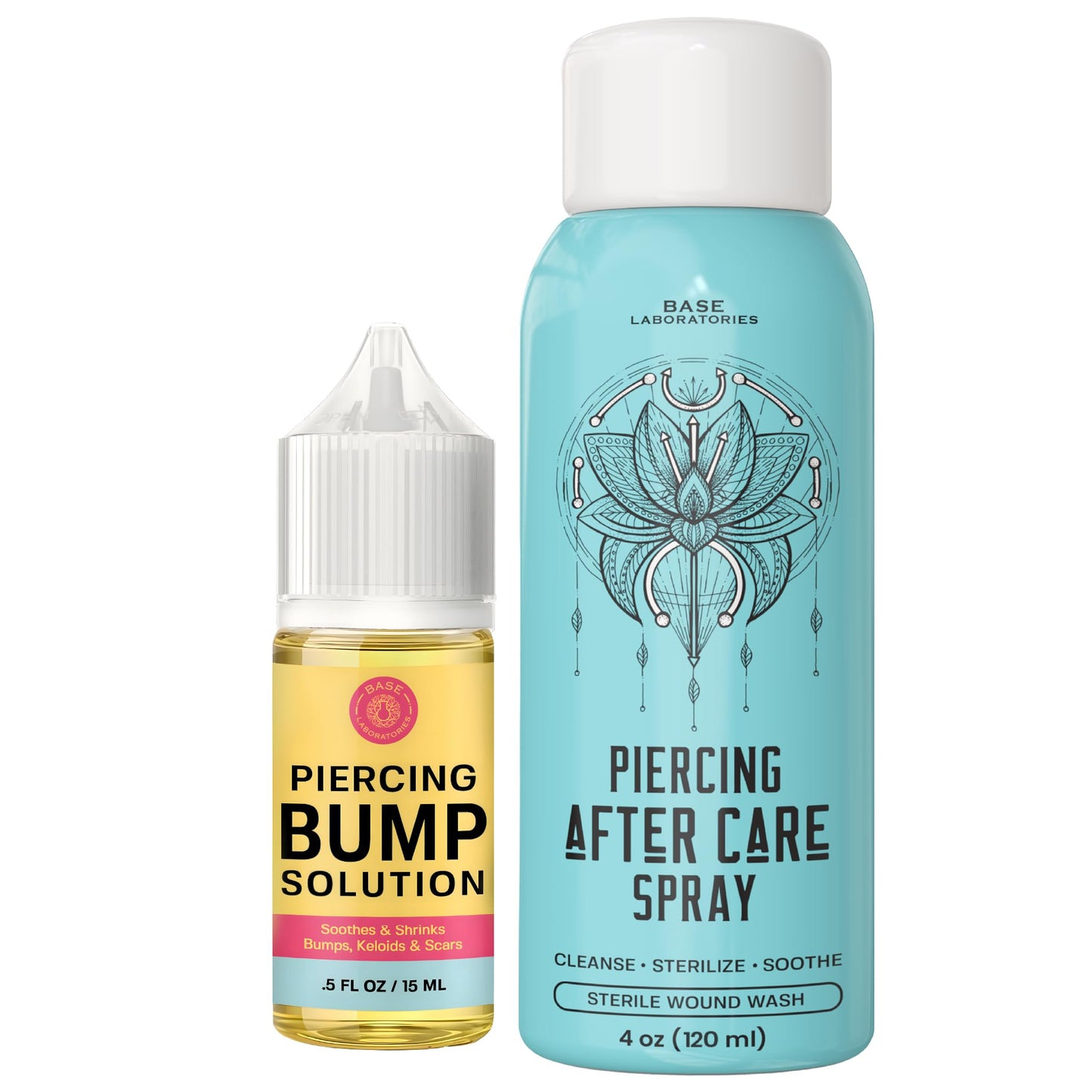 BASE LABORATORIES Piercing Aftercare Kit: Keloid & Piercing Bump Solution Oil(15ml) + Piercing Aftercare Spray (4oz) - for Keloid Bump Removal Beauty and Personal Care BASE LABORATORIES Default Title