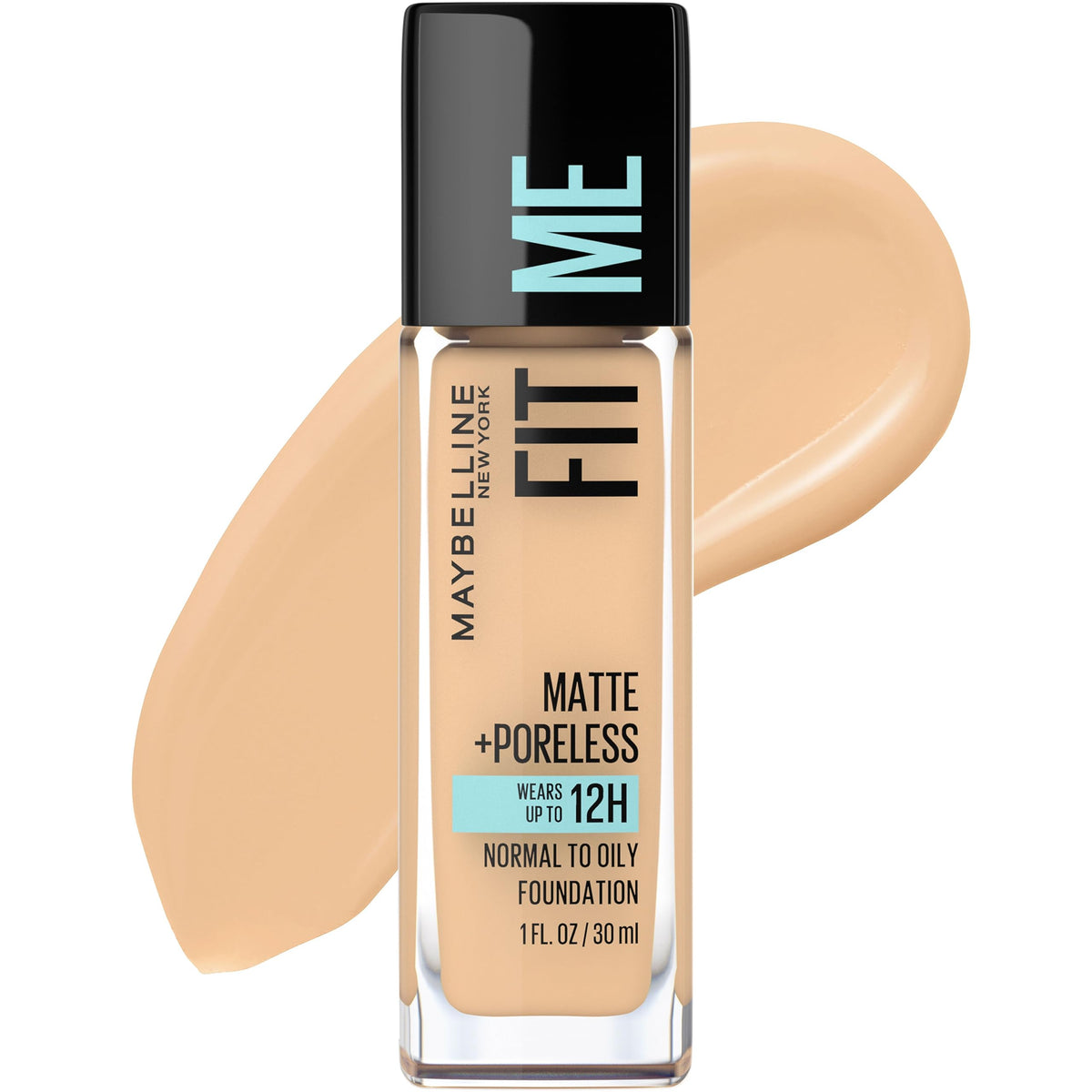 Maybelline Fit Me Matte + Poreless Liquid Oil-Free Foundation Makeup, Warm Nude, 1 Count (Packaging May Vary)