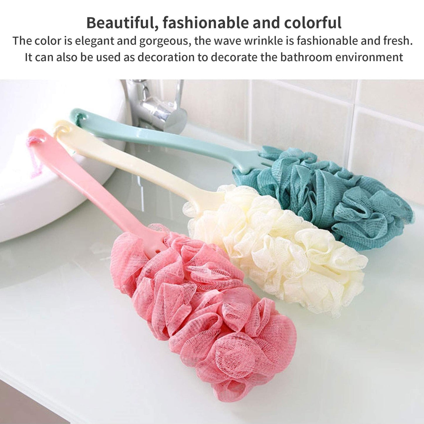 Nutteri 3 Pack Back Scrubber Long Handled Bath Brush Soft Mesh Sponge Exfoliating Body Scrub Back Cleaner Loofah Bathroom Shower Accessories for Women Beauty & Personal Care Nutteri