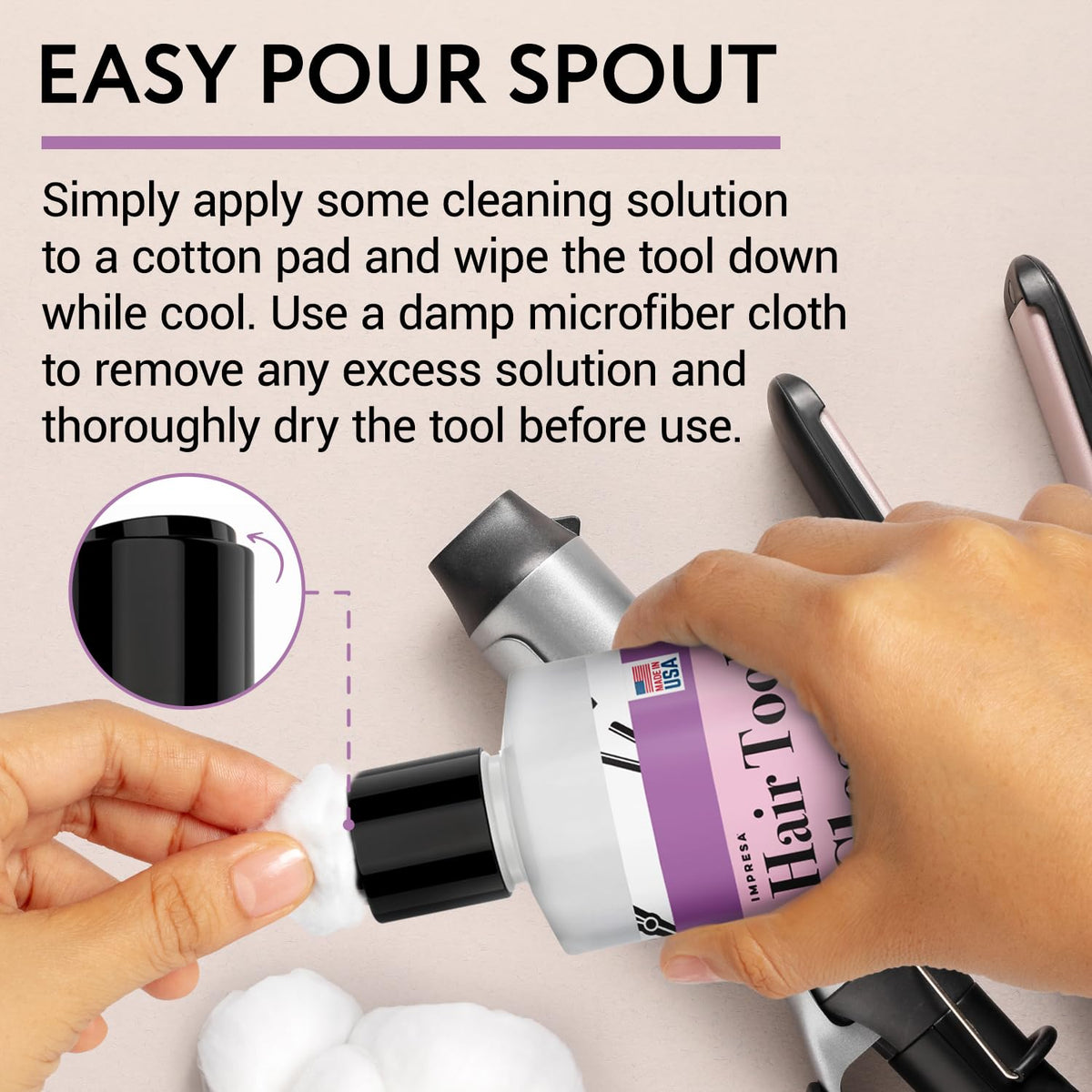 16oz. Iron Cleaner Solution - Keep Styling Tools Working Effectively with Hot Iron Cleaner - Made in USA for Curling & Flat Irons - Cosmetology