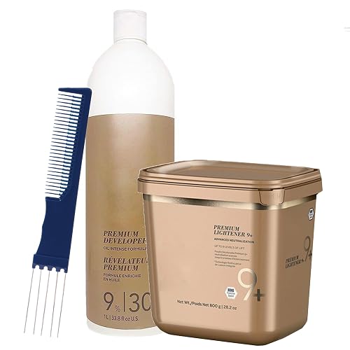 Blonde Me Lightener and Developer | Premium Bleach 800 grams, Developer 9% / 30Vol 1 Liter and Dual Purpose Comb Beauty & Personal Care M Hair Designs