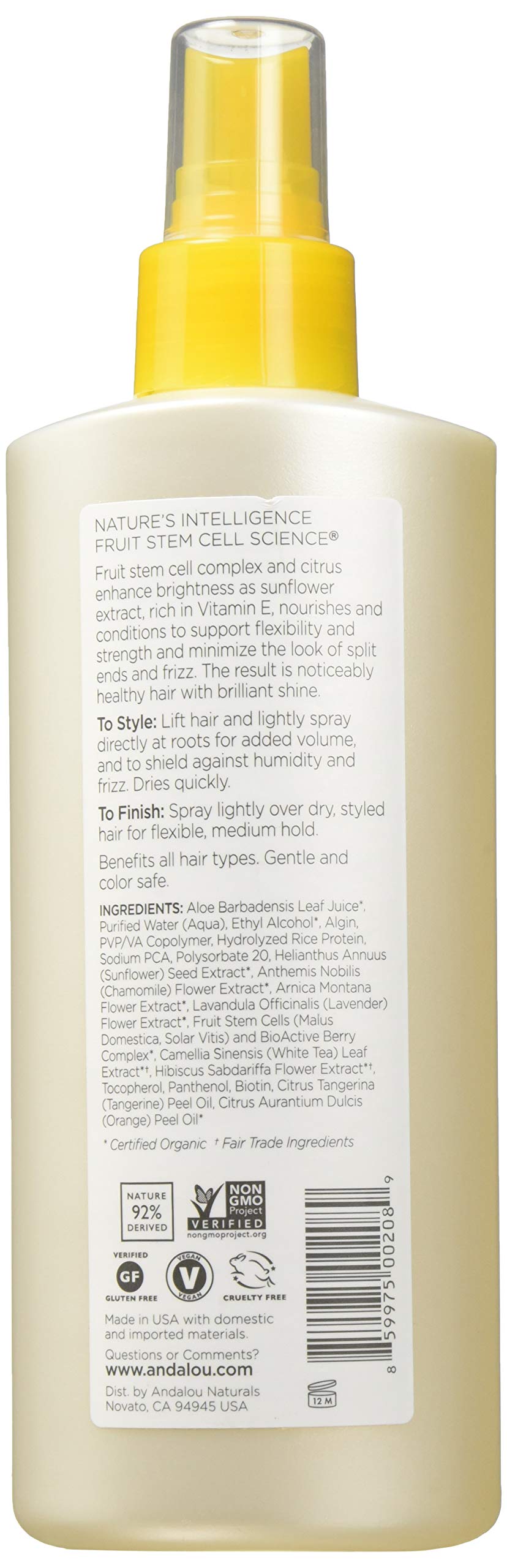Andalou Naturals Medium Hold Hair Spray Sunflower and Citrus - 8.2 fl oz Beauty & Personal Care Andalou Naturals