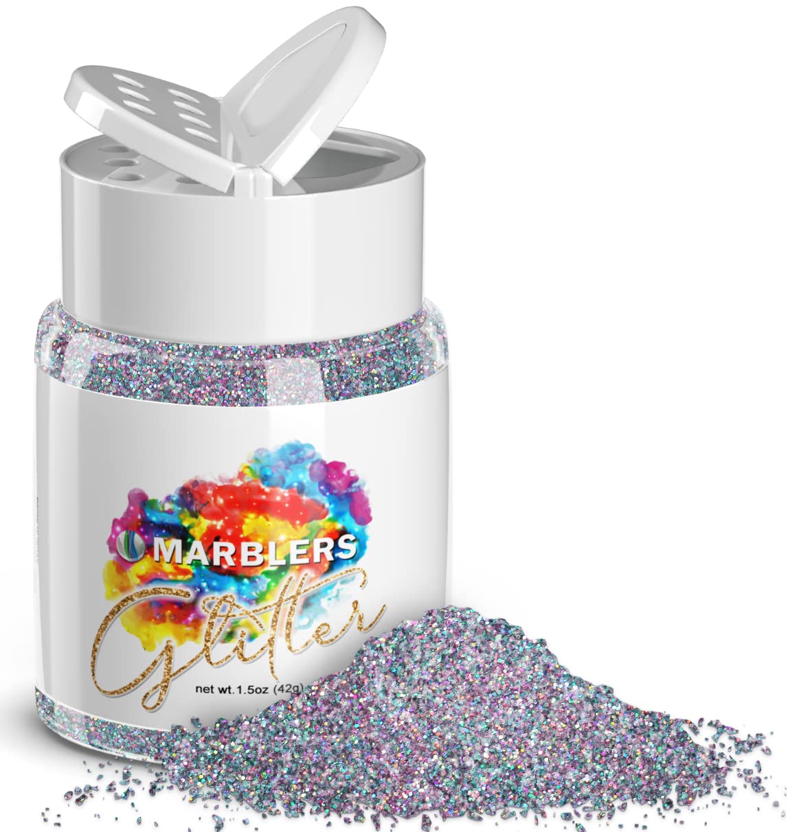 MARBLERS Holographic Glitter [Holo Fairy Powder] 1.5oz (42g) | Fine | Non-Toxic, Vegan, Cruelty-Free | Face, Body, Eyeshadow, Hair, Festival, Party Beauty & Personal Care MARBLERS