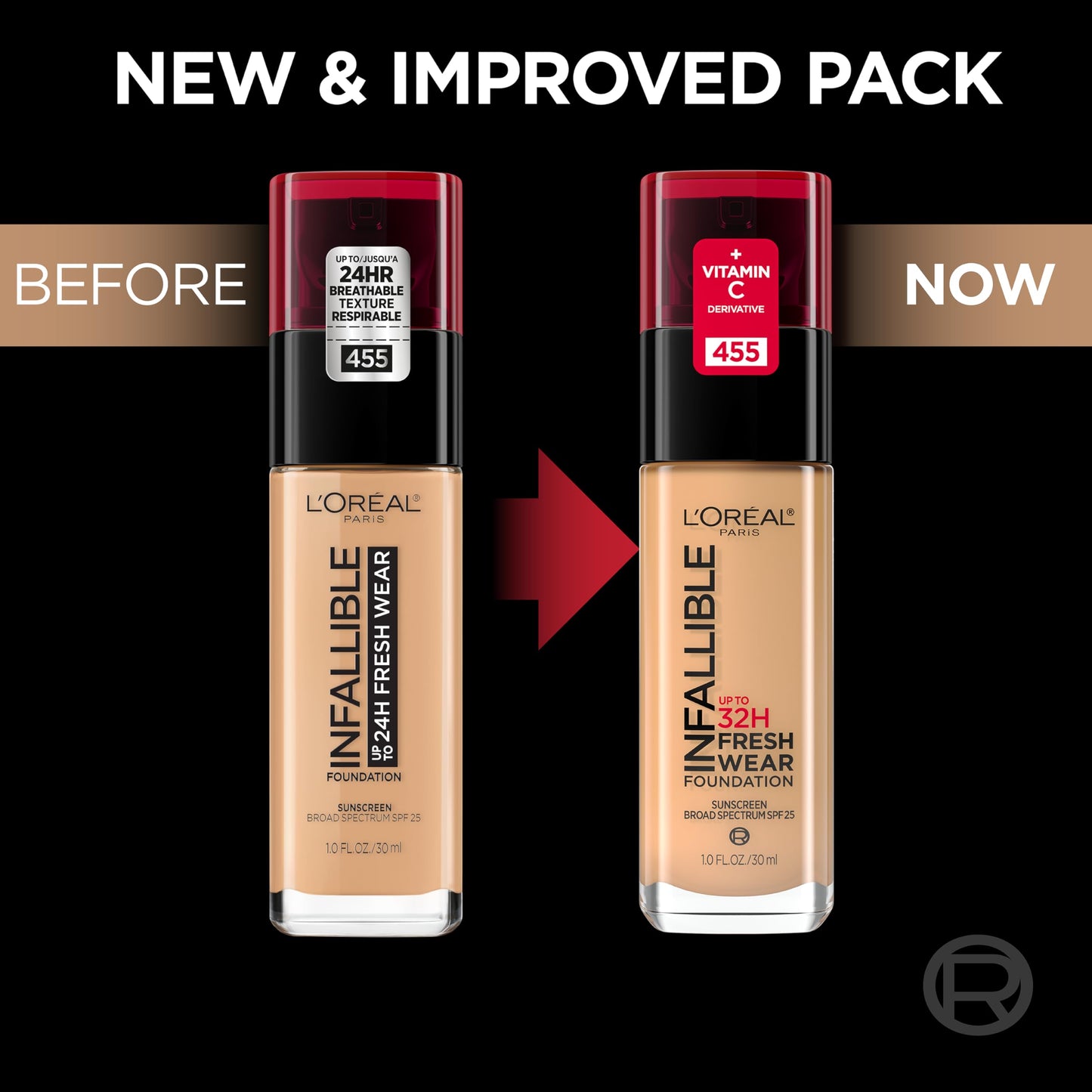 L'Oreal Paris Makeup Infallible Up to 32 Hour Fresh Wear Lightweight Foundation, 460 Golden Beige, 1 Fl Oz, Packaging May Vary Beauty & Personal Care L'Oreal Paris