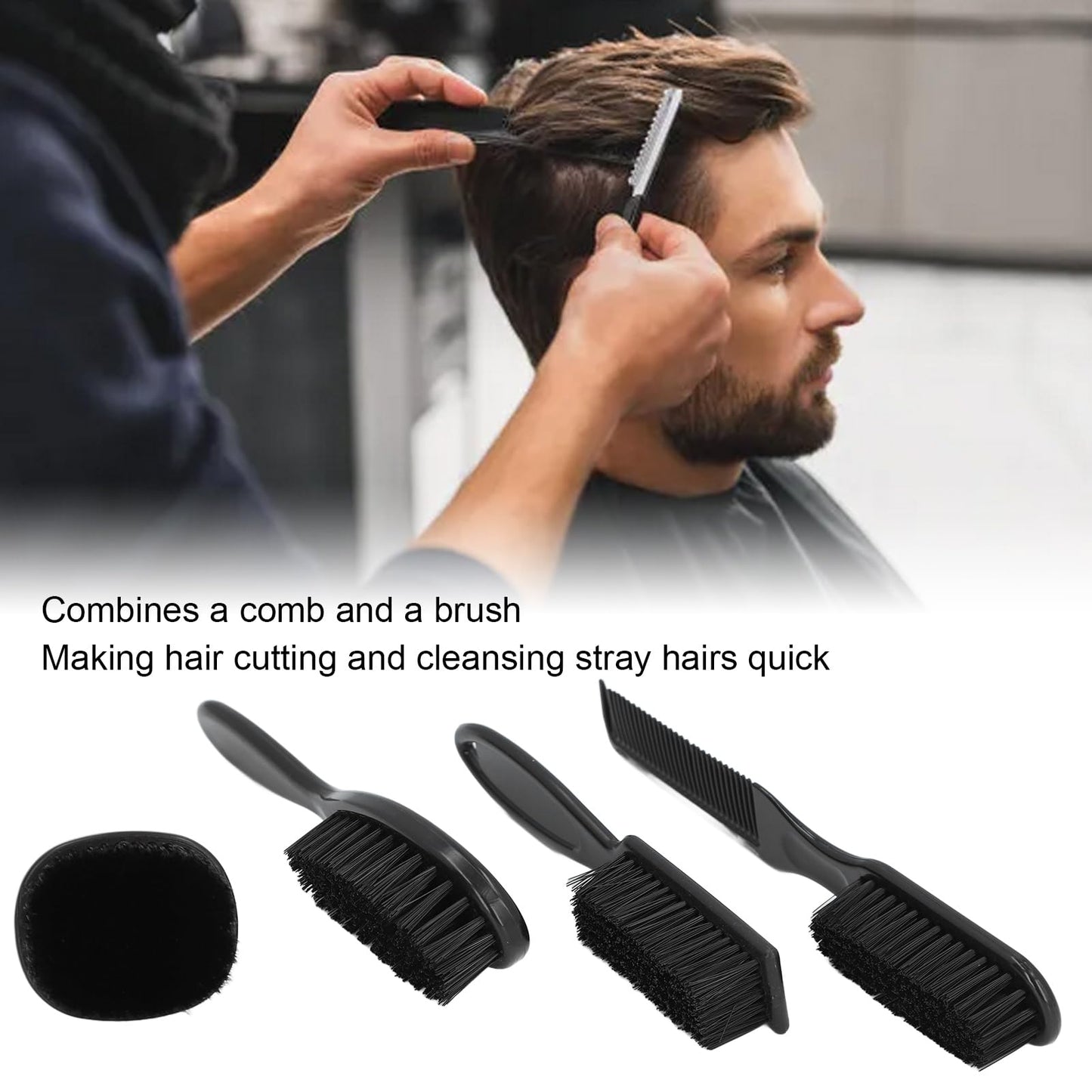 ZJchao 4pcs Men Beard Brush Set, Reinforced Nylon Hair Beard Styling Brush Set Ergonomic Handle Comb Brush Men Beard Brush Kit Beard Grooming Tools Beauty and Personal Care ZJchao