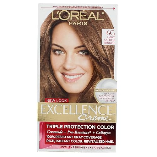 L'Oreal Paris Excellence Creme Triple Protection Hair Color -Light Golden Brown [6G] Pack of 12 Beauty & Personal Care L'Oreal Paris