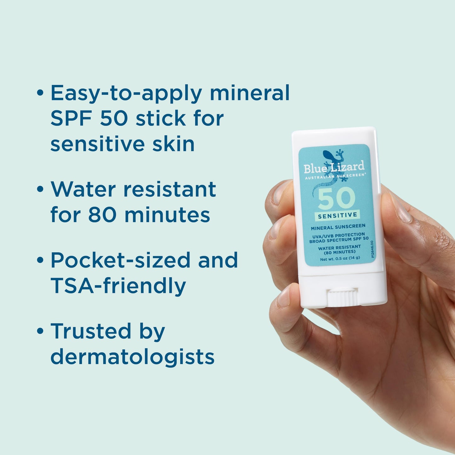 BLUE LIZARD Sensitive Mineral Sunscreen Stick with Zinc Oxide, SPF 50+, Water Resistant, UVA UVB Protection Easy to Apply, Fragrance Free, 0.5 Oz Beauty & Personal Care BLUE LIZARD