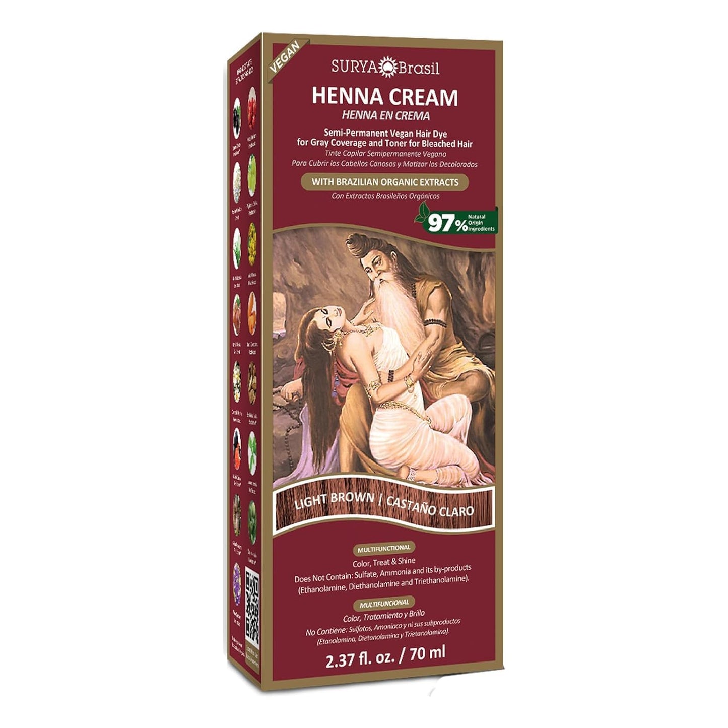 Henna Light Brown Cream Surya Nature, Inc 2.31 oz Cream Beauty & Personal Care Surya Brasil