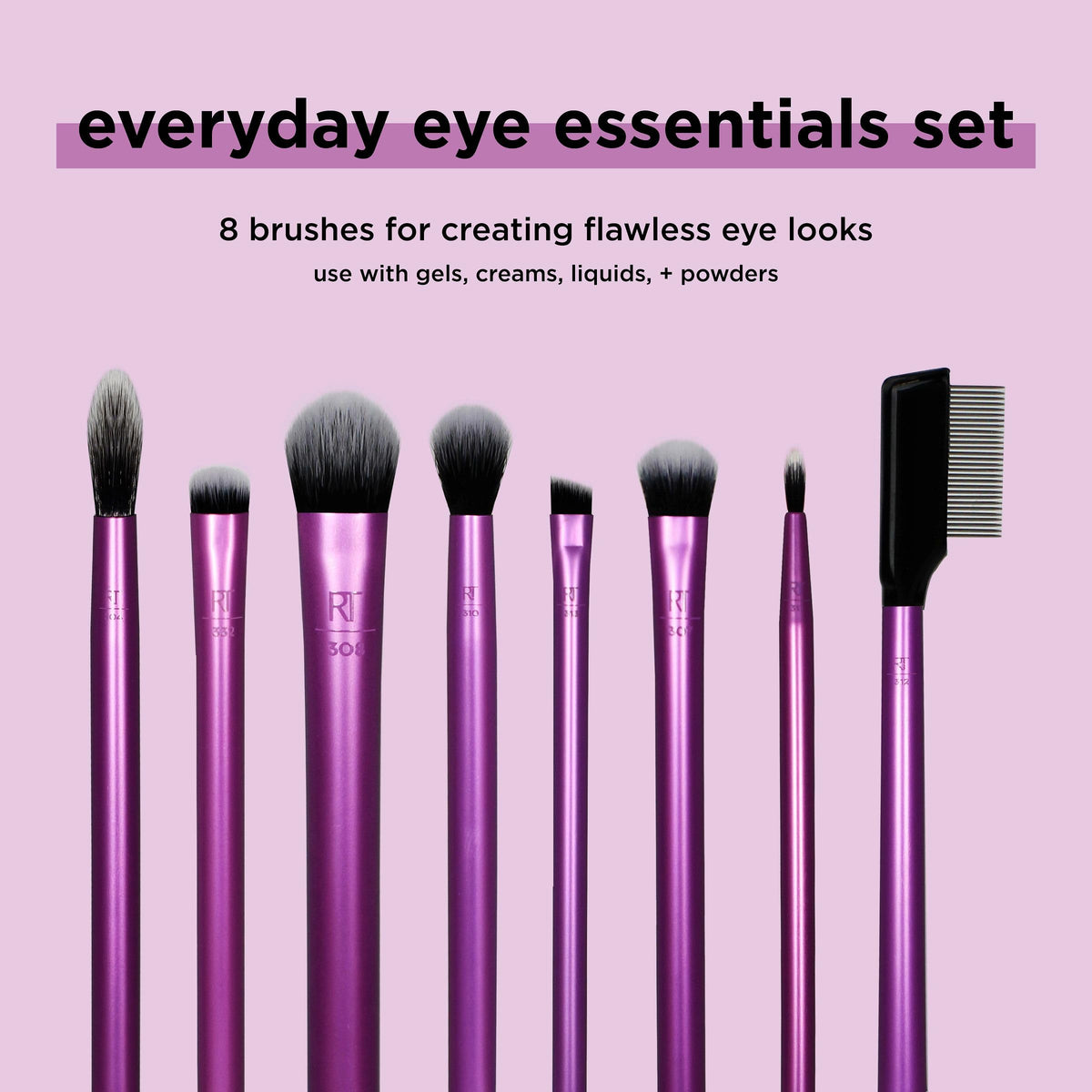 Real Techniques Everyday Eye Essentials, Eye Makeup Brushes, 8-Piece Set