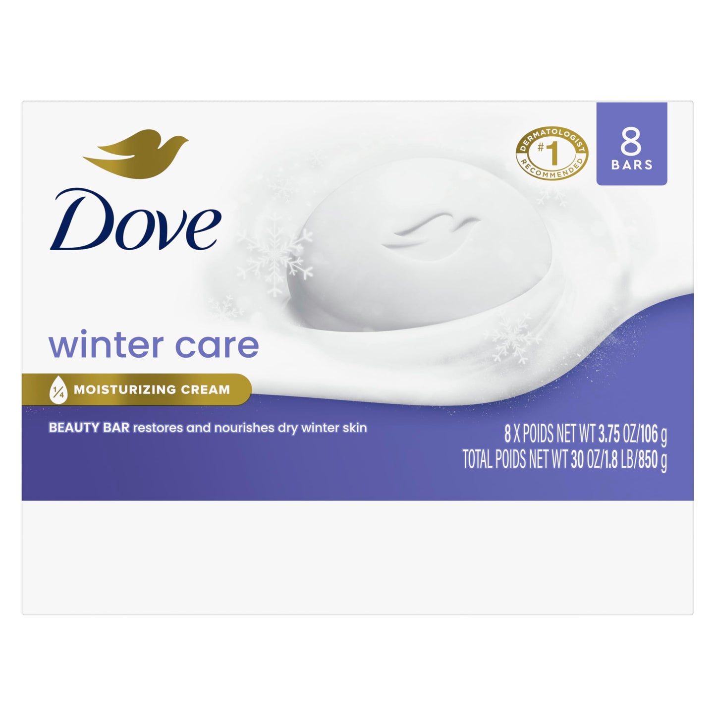 Dove Beauty Bar Soap Winter Care, 8 Bars for Nourished Winter Skin, With Natural Oil 3.75 oz Beauty & Personal Care Dove