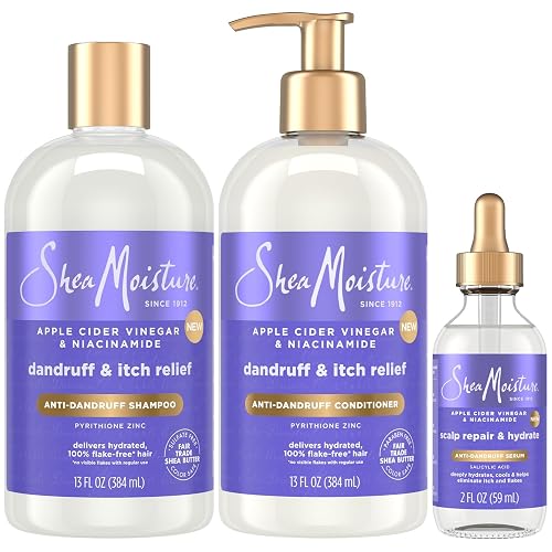 SheaMoisture Anti-Dandruff Shampoo & Conditioner + Scalp Repair & Hydrate Serum with Niacinamide, Shea Butter, 3% Salicylic Acid for Flakes & Itchy Beauty & Personal Care Shea Moisture