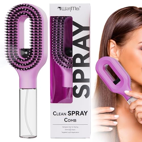 2-in-1 Misting Hair Brush with Built-In Water Spray, Fine Mist Detangling Hairbrush for Curly, Thick & Wavy Hair, Anti-Frizz Wet & Dry Styling Tool Beauty & Personal Care HNMTWQ