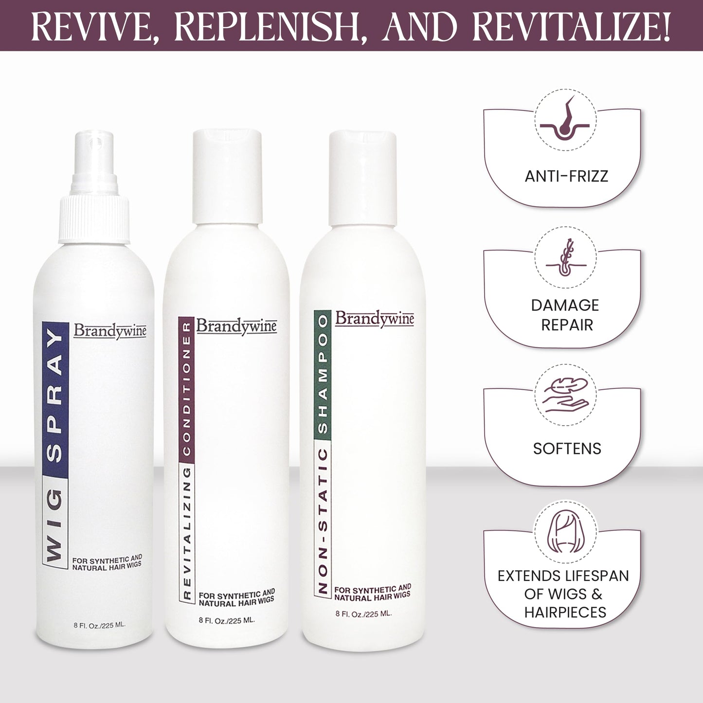 Gentle Wig Care Set, Non-static Shampoo, Wig Conditioner & Hair Spray For Synthetic & Natural Hair Wigs, Value Pack Beauty & Personal Care Brandywine