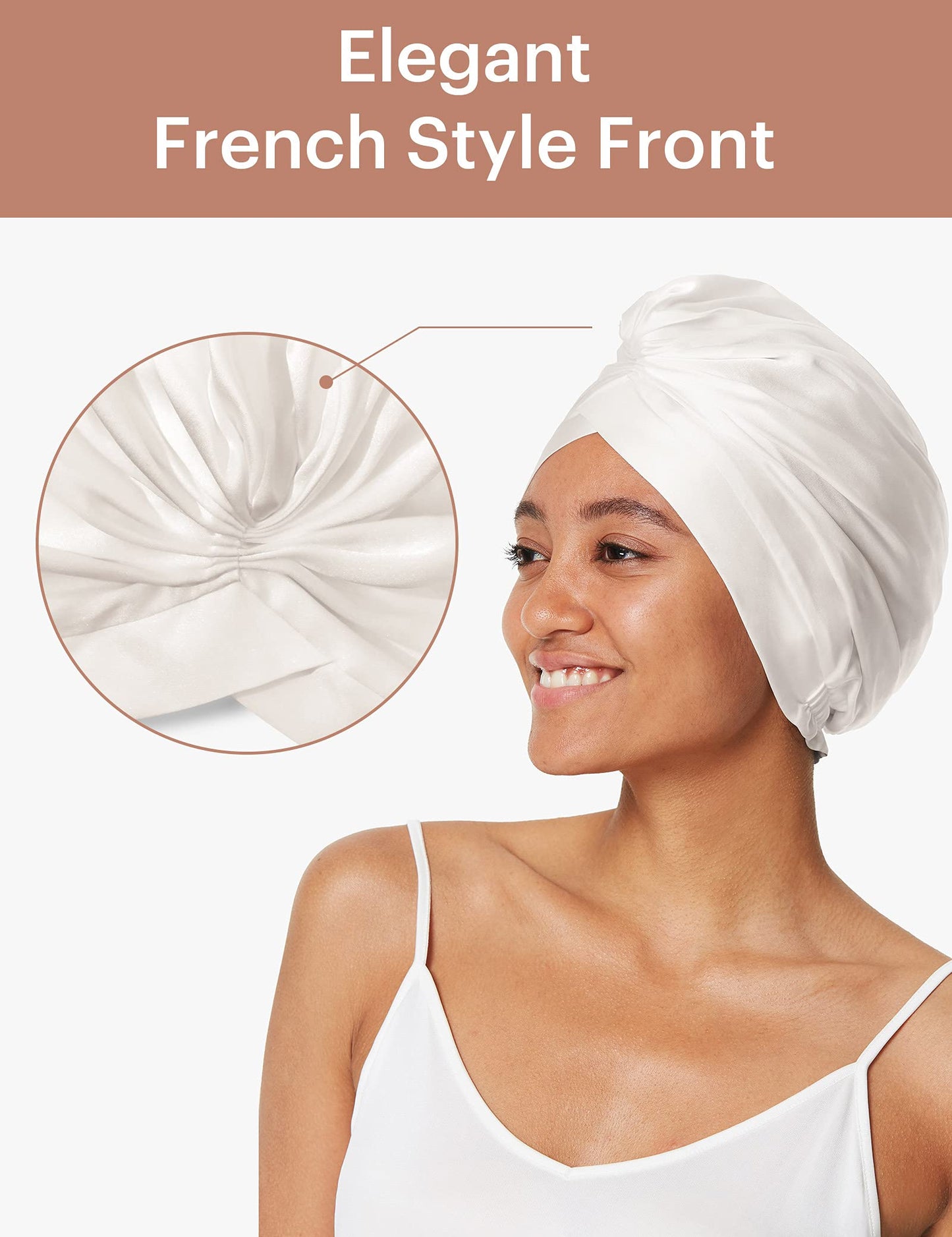 LilySilk Silk Bonnet for Sleeping Womens 100% Mulberry Silk Sleep Cap Hair Wrap for Curly Long Hair Ivory Beauty and Personal Care LilySilk