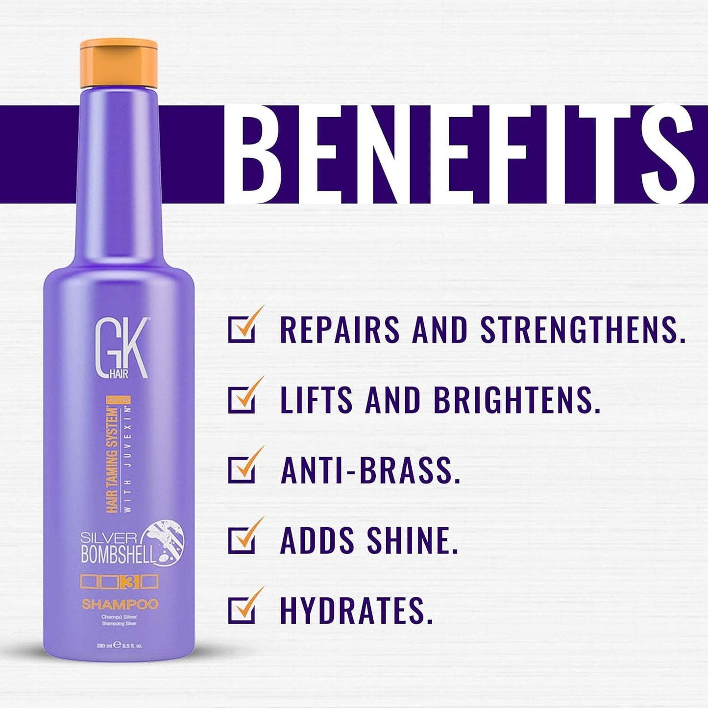 GK HAIR Balancing Shampoo and Conditioner Duo (300ml) Set with Silver Bombshell Shampoo (280ml) - Hair Care Kit for Blonde Toning, Hydration Beauty & Personal Care GK HAIR