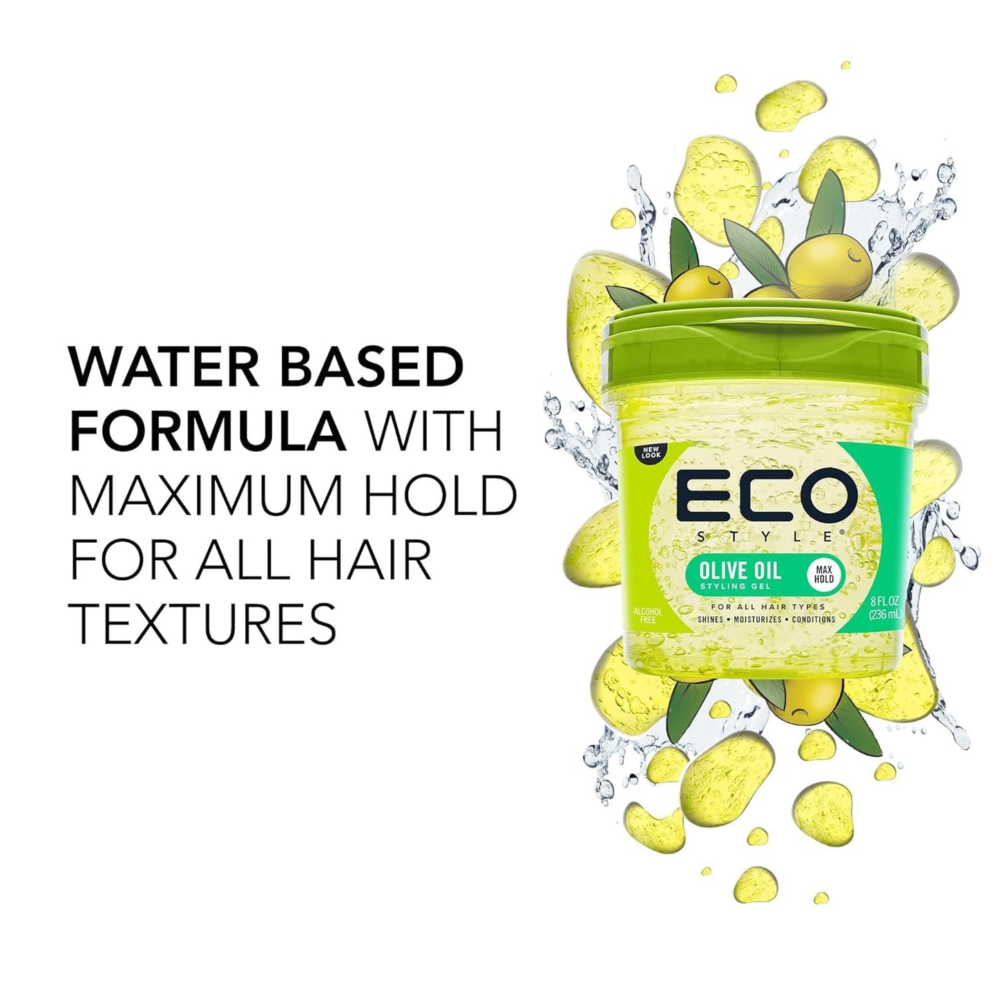 Eco Style Gel Olive Oil Styling - Adds Shine and Tames Split Ends - Delivers Moisture to Scalp - Nourishes And Repairs - Provides Weightless Beauty & Personal Care Eco Style