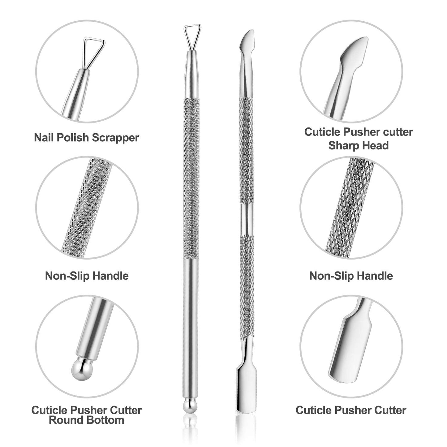 YINYIN Cuticle Trimmer with Cuticle Pusher and Cutter, Professional Stainless Steel Nippers, Cutter Clippers, Cuticle Remover, Pedicure Manicure Tools Beauty & Personal Care YINYIN