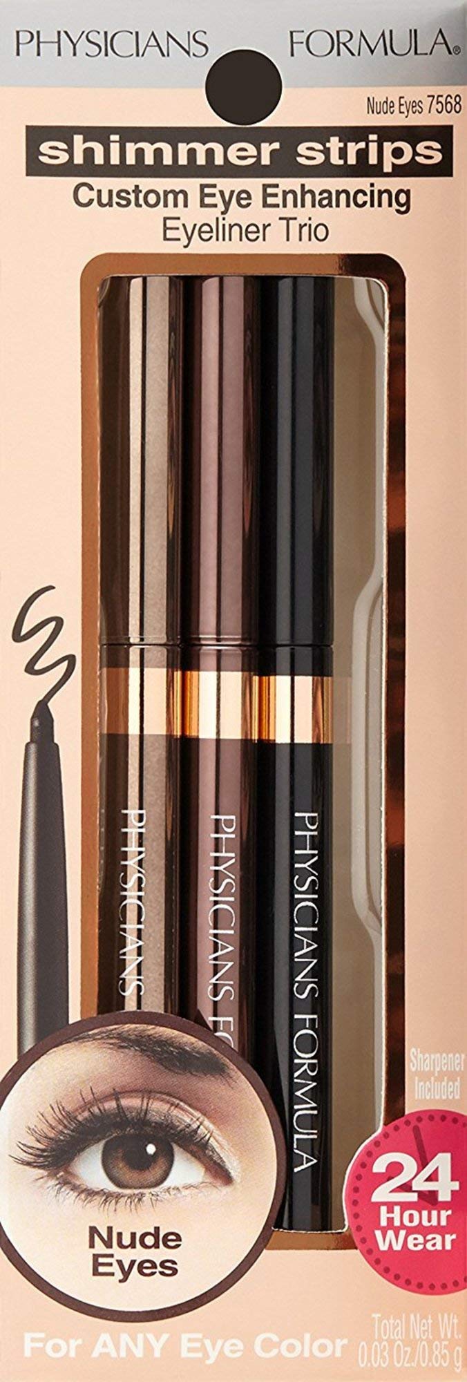 Physicians Formula Shimmer Eyeliner Pencil Set Of 3, Black, Dark Brown, Brown, Custom Eye Enhancing Eyeliner Trio, Dermatologist Approved Beauty & Personal Care Physicians Formula