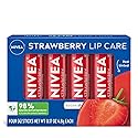 NIVEA Strawberry Lip Care, Red Tinted Lip Balm Pack with Shea Butter, Nourishing Oils and Vitamin C & E, 3-in-1 Moisture, Repair and Color, 0.17 Oz Beauty & Personal Care NIVEA
