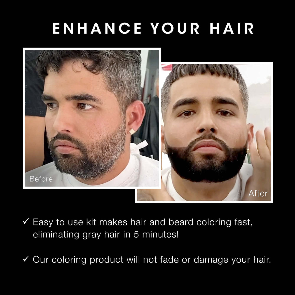 Pacinos Hair & Beard Color Kit (Black) Hair Color For Men, Eliminates