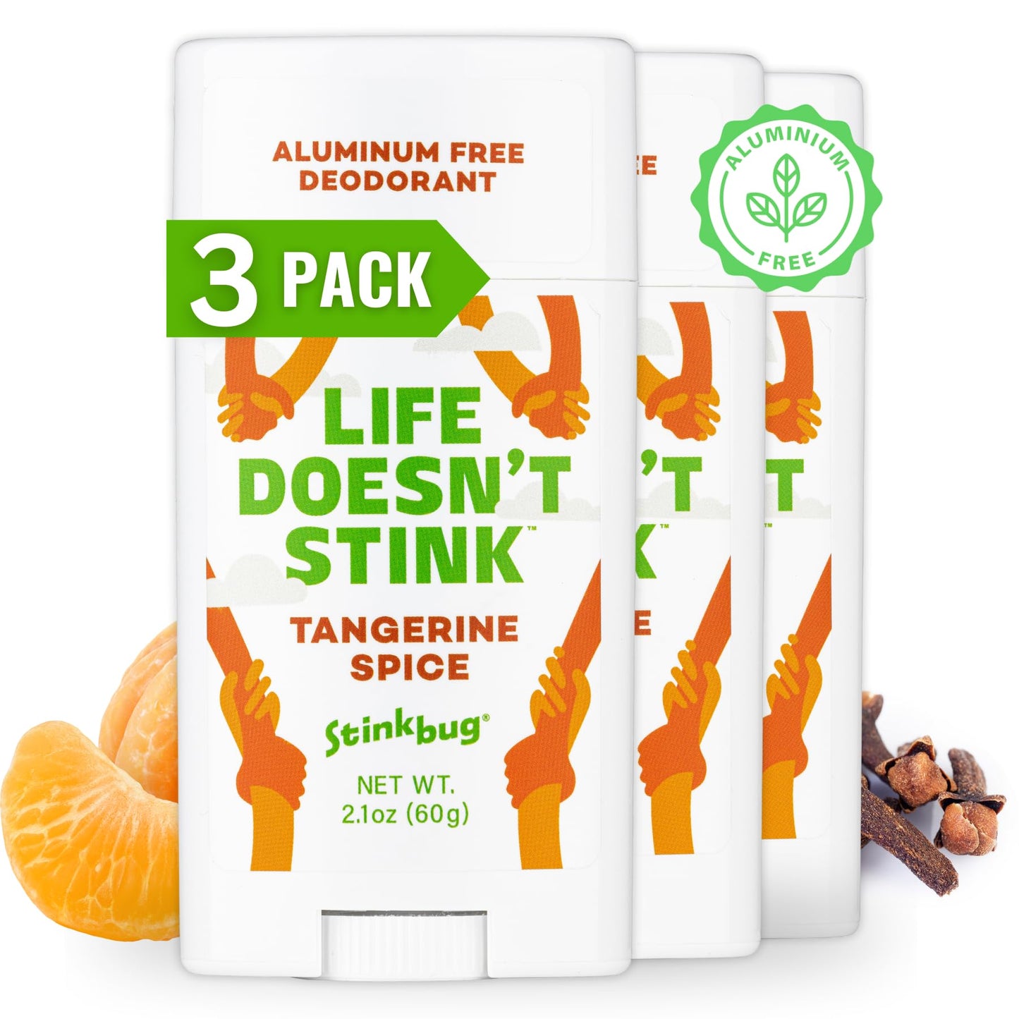 Natural Deodorant By Stinkbug, All Natural Deodorant with Coconut Oil and Natural Scents, Tangerine 3 Pack Beauty and Personal Care Stinkbug